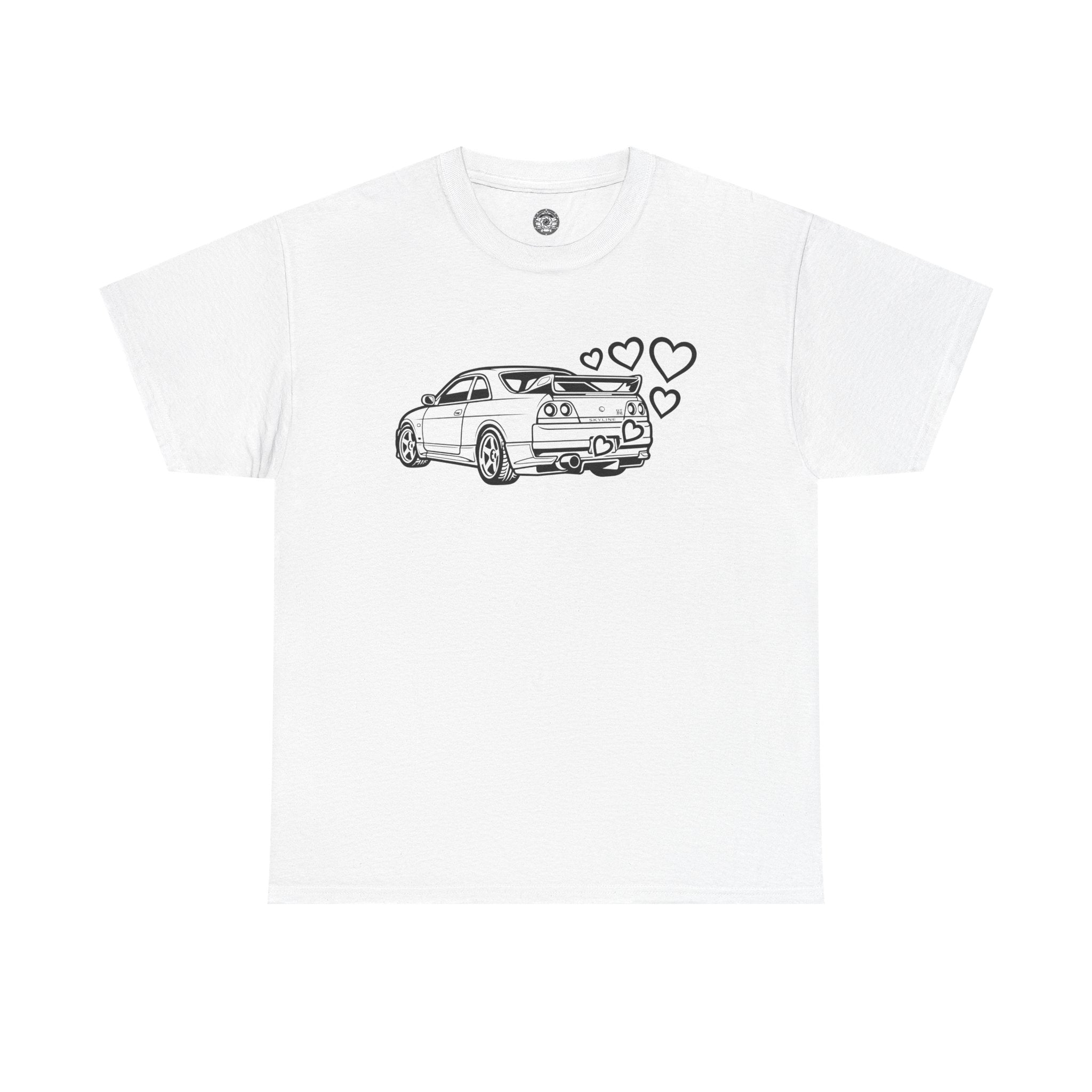 Unisex Heavy Cotton Tee — JDM Car with Hearts