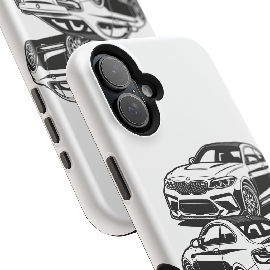 Magnetic Impact-Resistant Phone Case — Black/White Sports Coupe