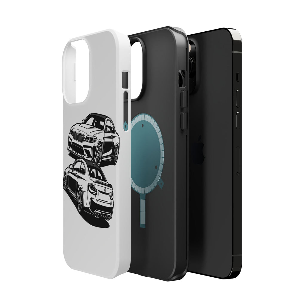 Magnetic Impact-Resistant Phone Case — Black/White Sports Coupe