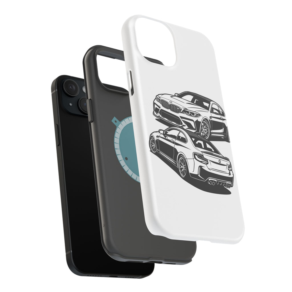 Magnetic Impact-Resistant Phone Case — Black/White Sports Coupe