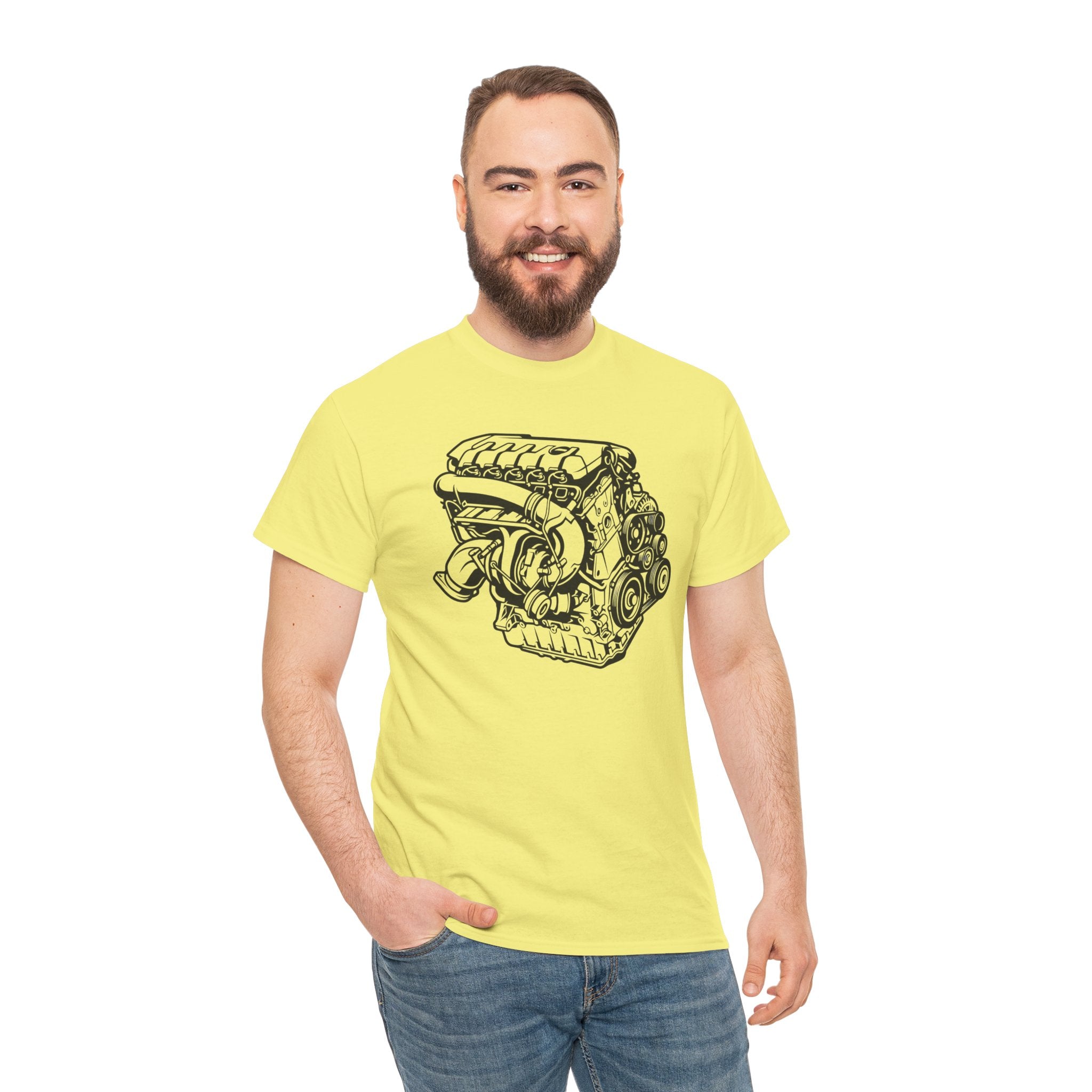 Unisex Heavy Cotton Tee — Engine Illustration (DAZA)