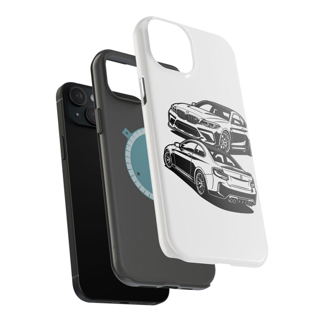 Magnetic Impact-Resistant Phone Case — Black/White Sports Coupe