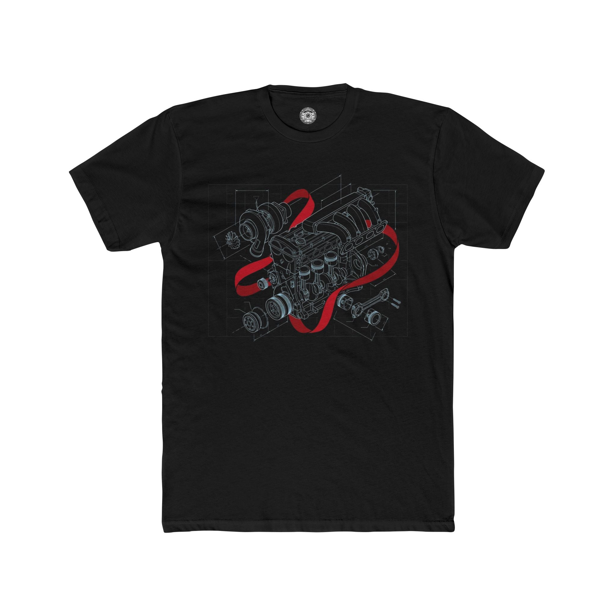 Men's Cotton Crew Tee — DAZA Engine Blueprint