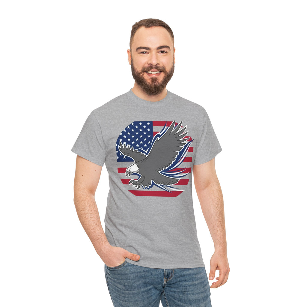 Unisex Heavy Cotton Tee — American Flag Bald Eagle