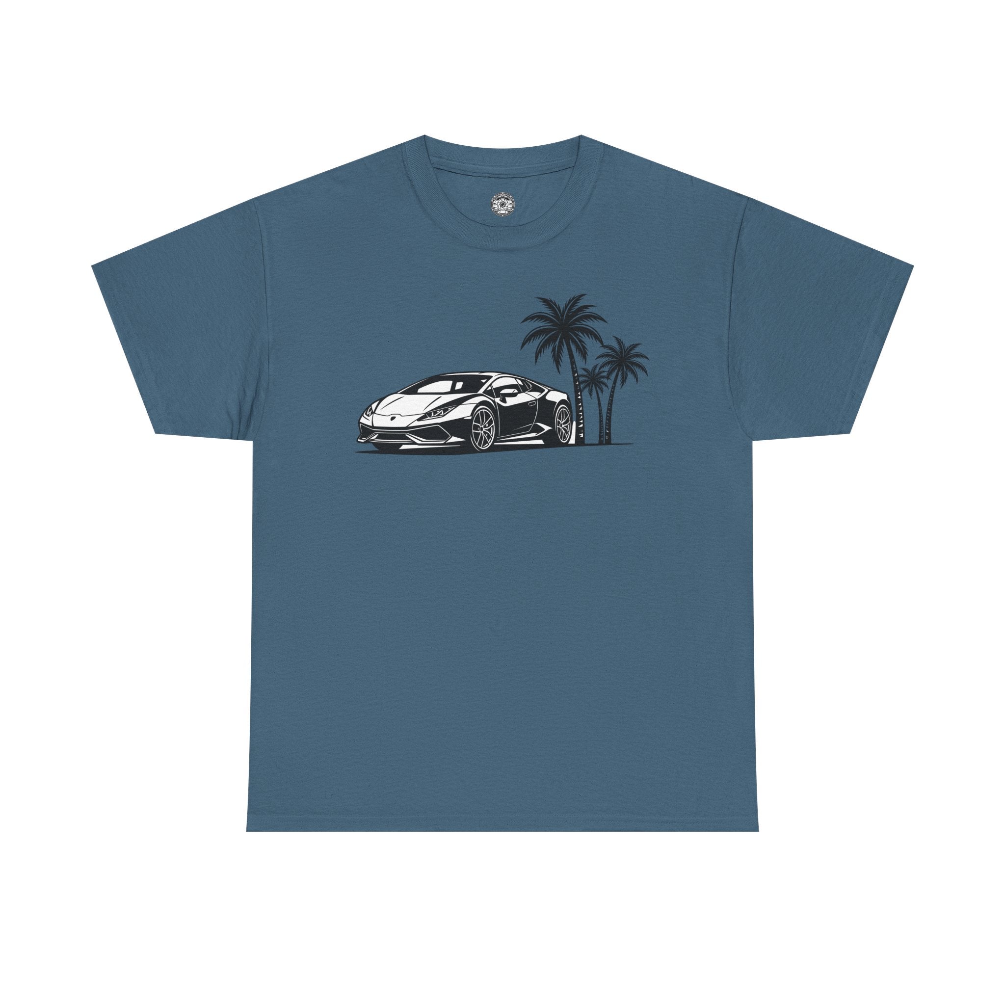 Unisex Heavy Cotton Tee — Supercar/Palm Trees