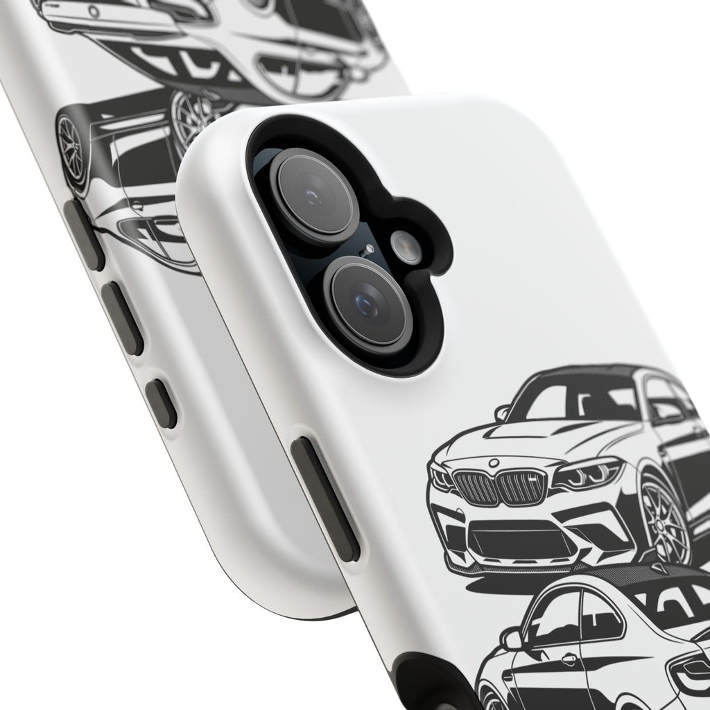 Magnetic Impact-Resistant Phone Case — Black/White Sports Coupe