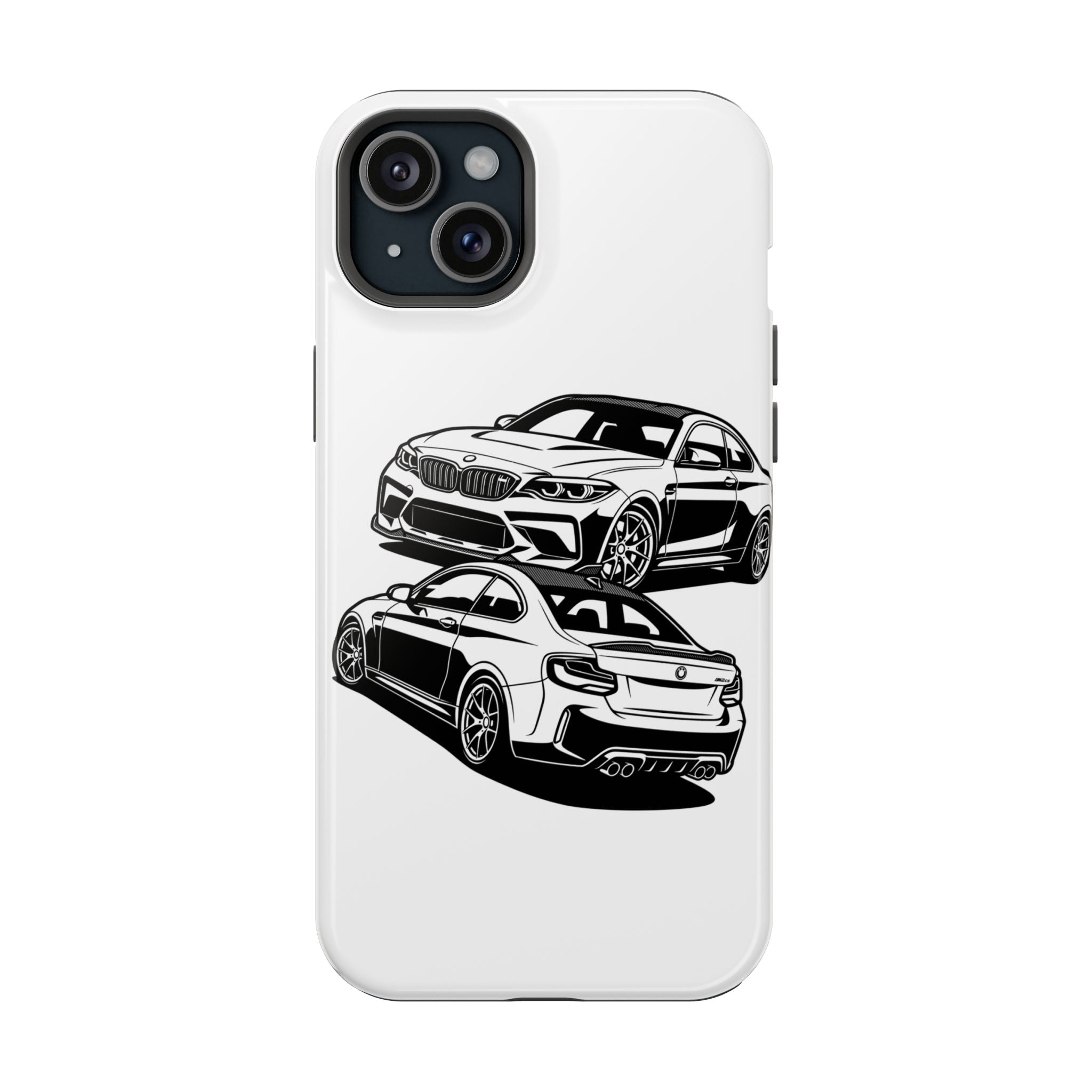 Magnetic Impact-Resistant Phone Case — Black/White Sports Coupe