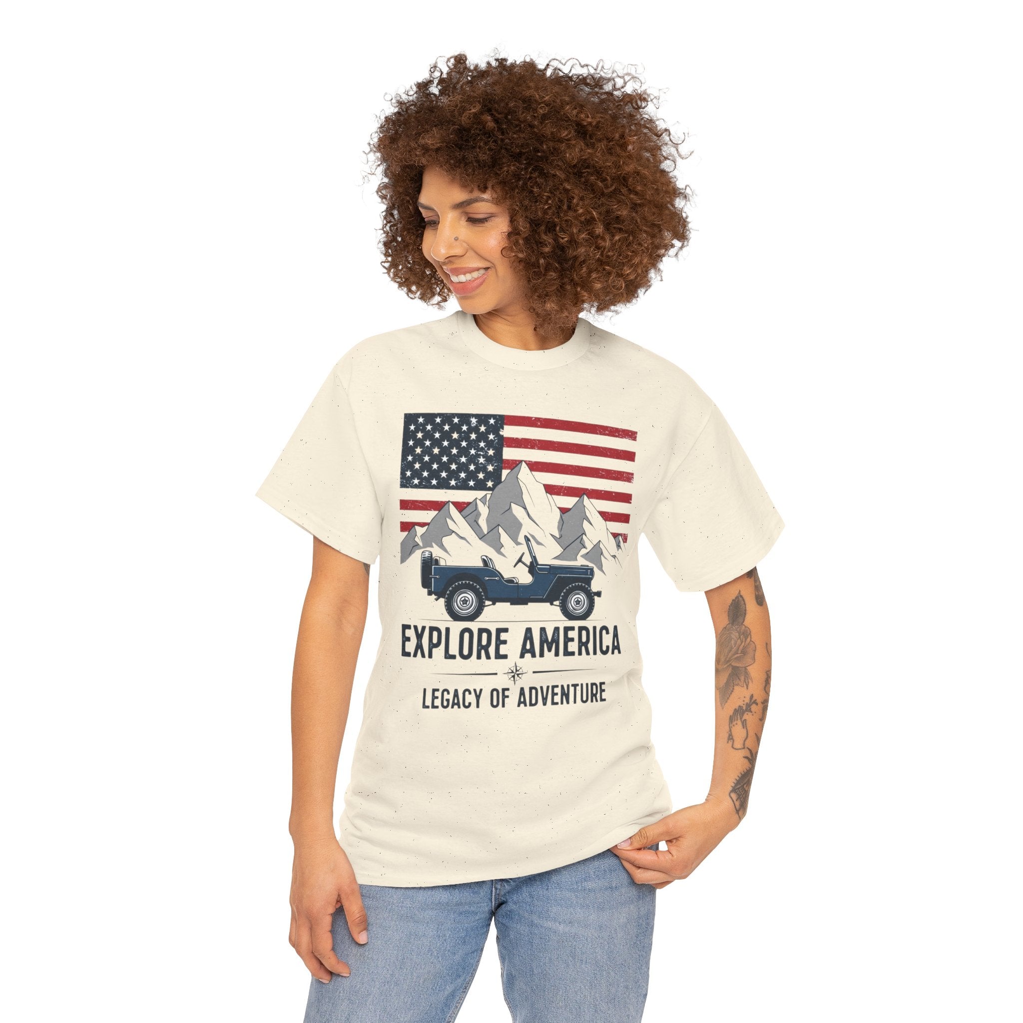 Unisex Heavy Cotton Tee — Explore America: Legacy of Adventure