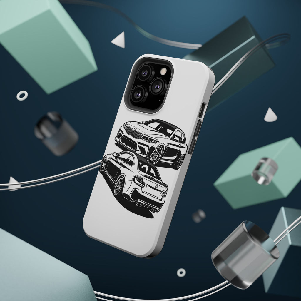 Magnetic Impact-Resistant Phone Case — Black/White Sports Coupe