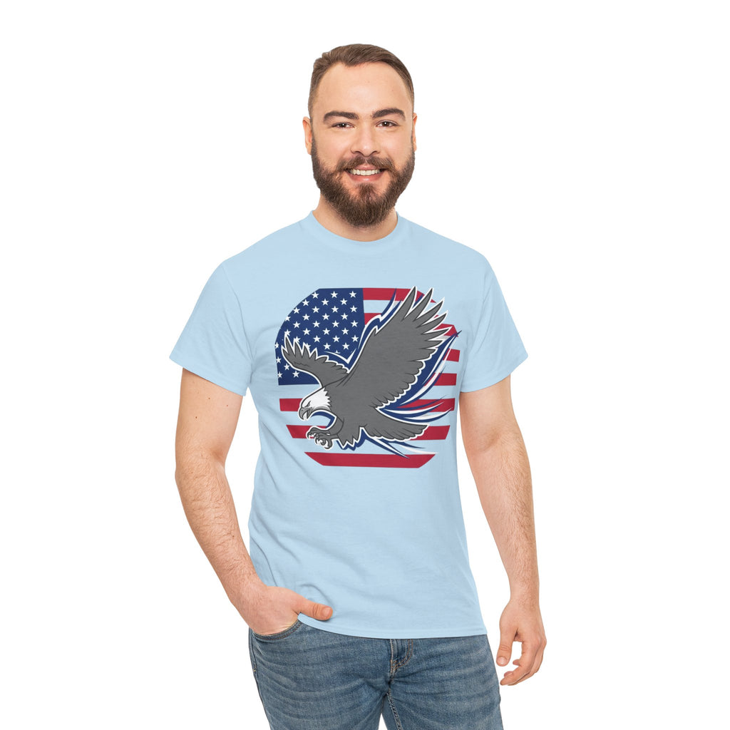 Unisex Heavy Cotton Tee — American Flag Bald Eagle