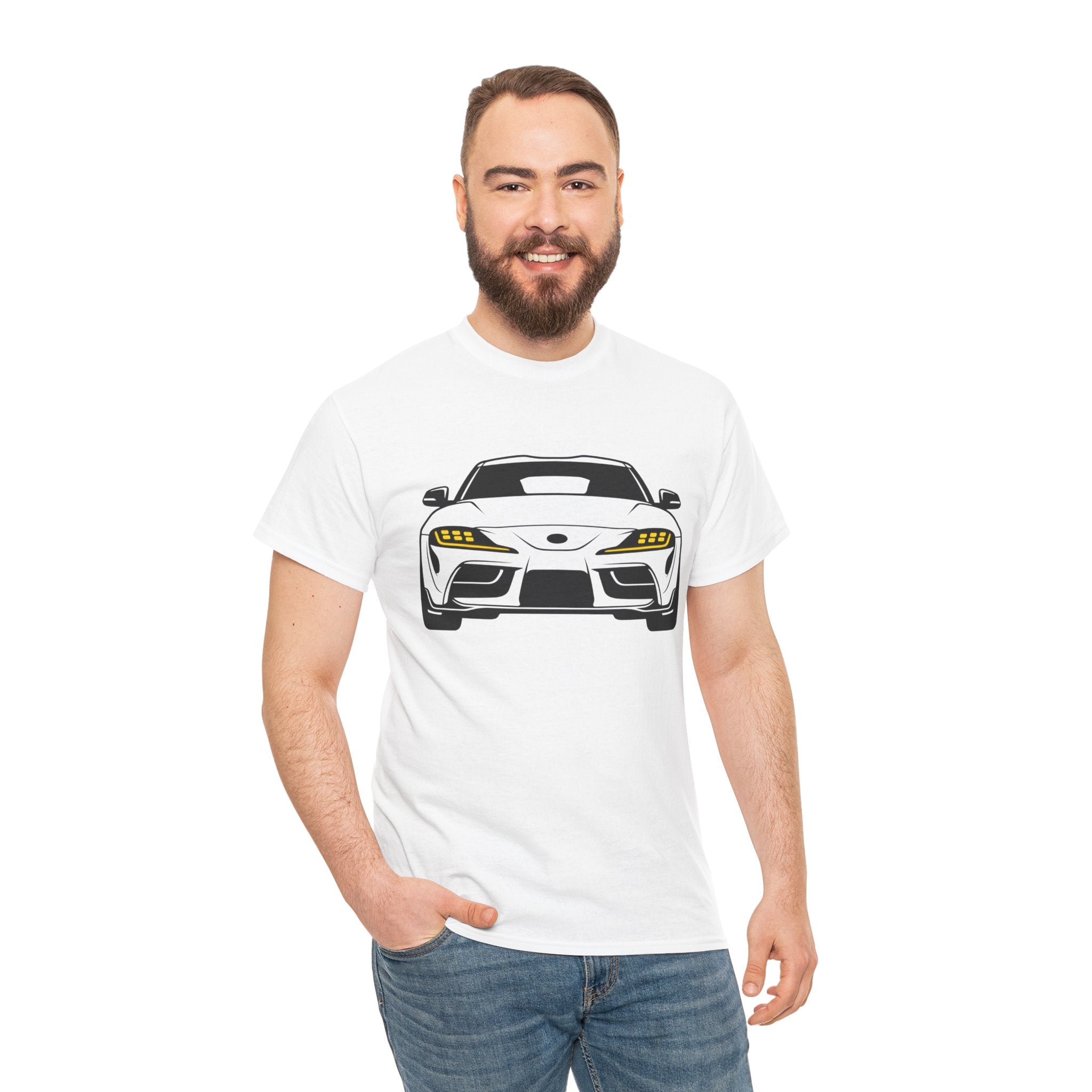 Unisex Heavy Cotton Tee — A90 Illuminated Headlights (Yellow)