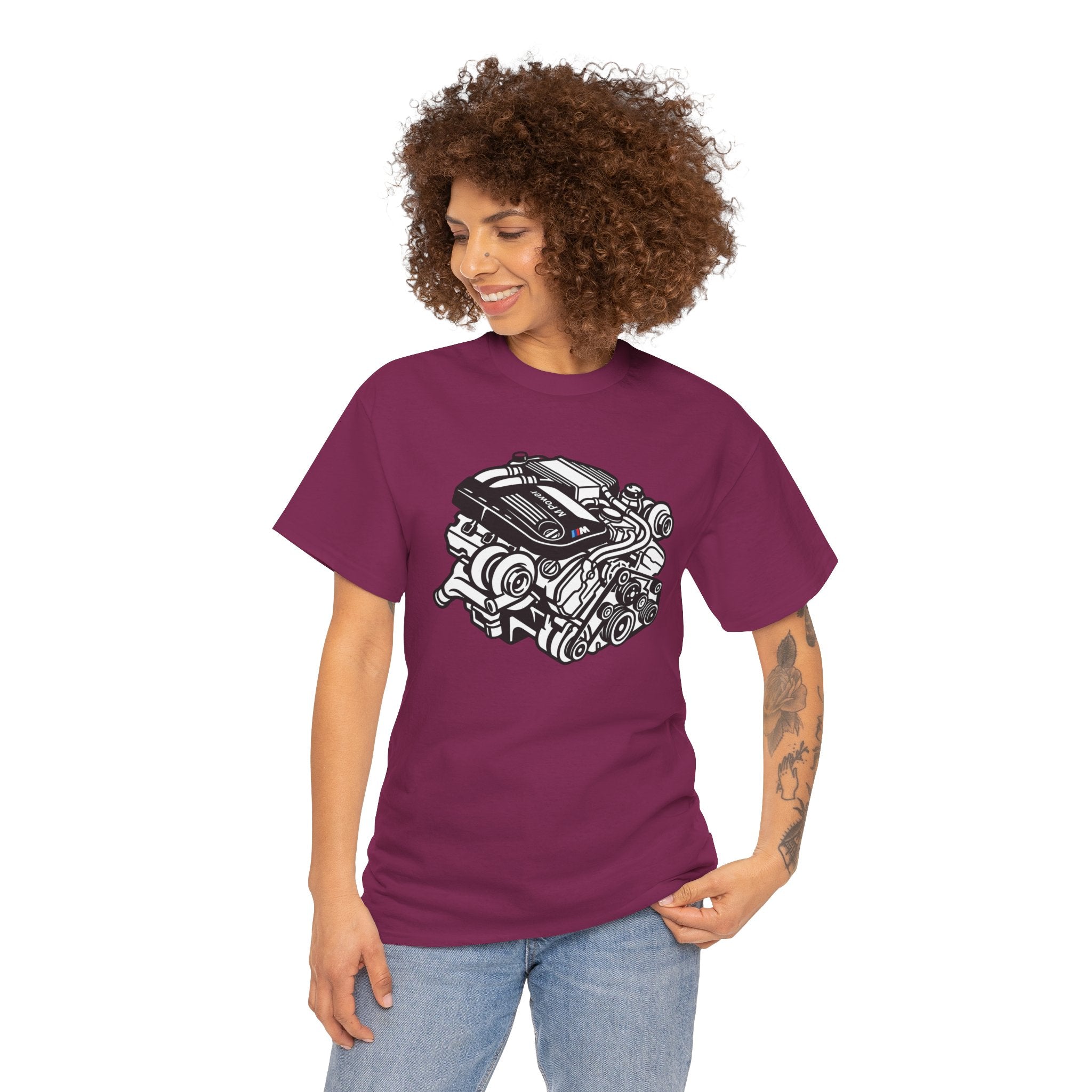 Unisex Heavy Cotton Tee — Engine Illustration (S58)