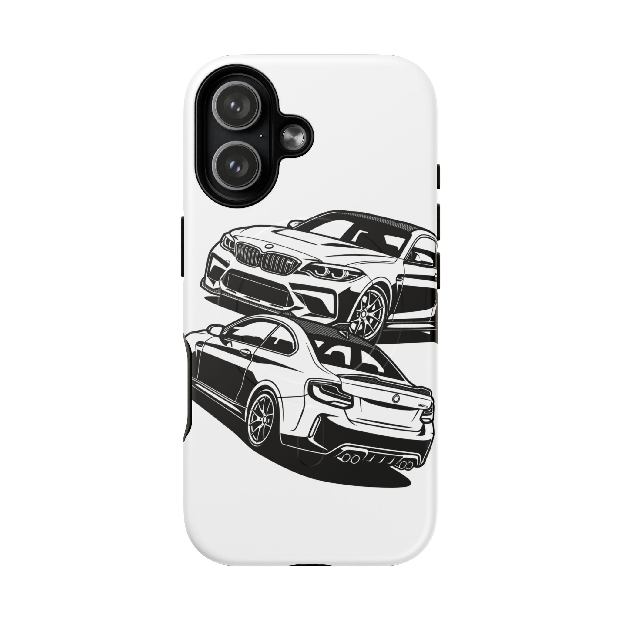 Tough Magnetic iPhone Case — Black/White Sports Coupe