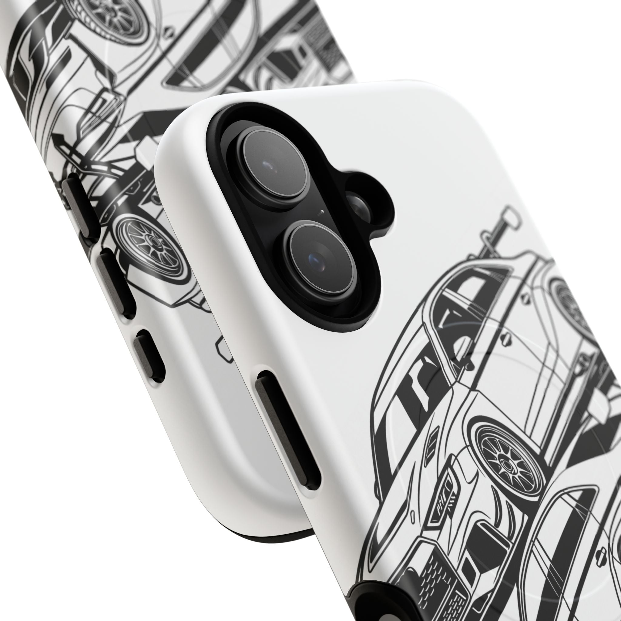Tough Magnetic iPhone Case — Black/White Racing Sedan