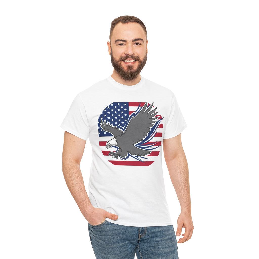 Unisex Heavy Cotton Tee — American Flag Bald Eagle