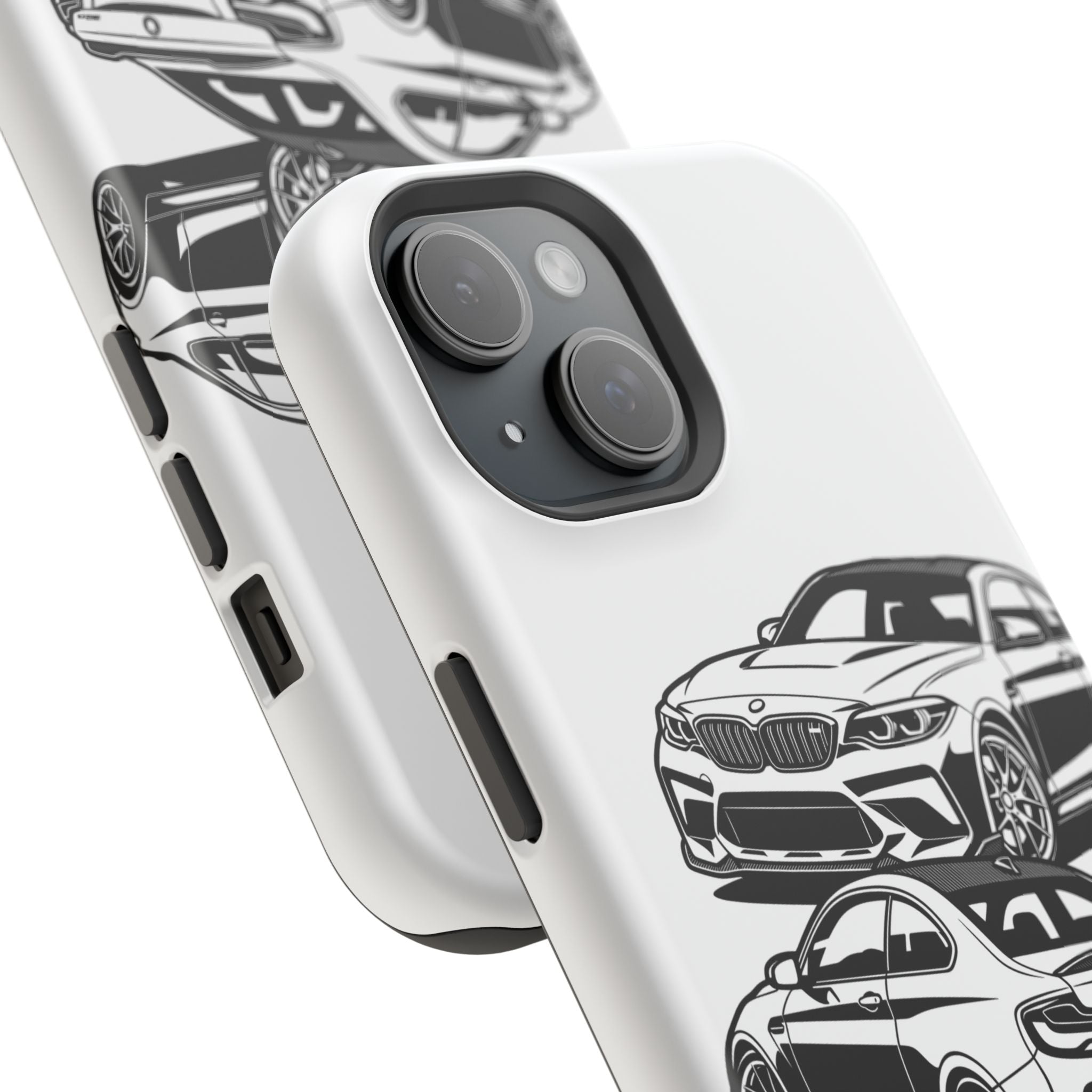 Magnetic Impact-Resistant Phone Case — Black/White Sports Coupe