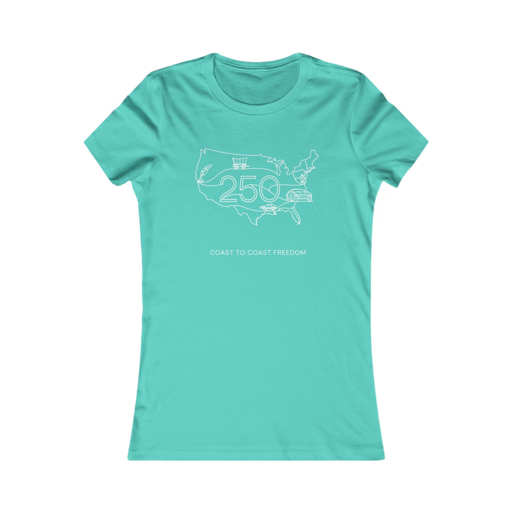 Women's Tee — "Coast to Coast Freedom" USA Outline
