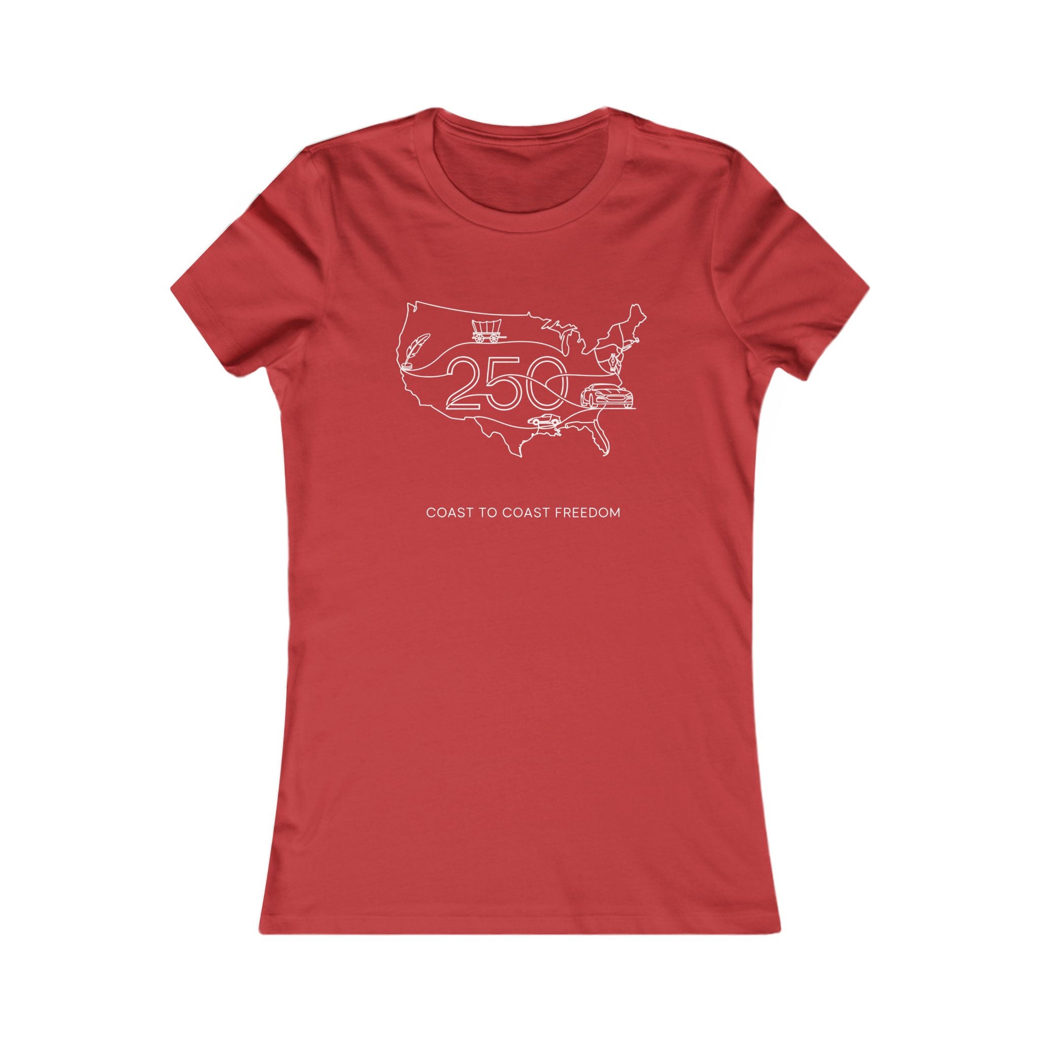 Women's Tee — "Coast to Coast Freedom" USA Outline