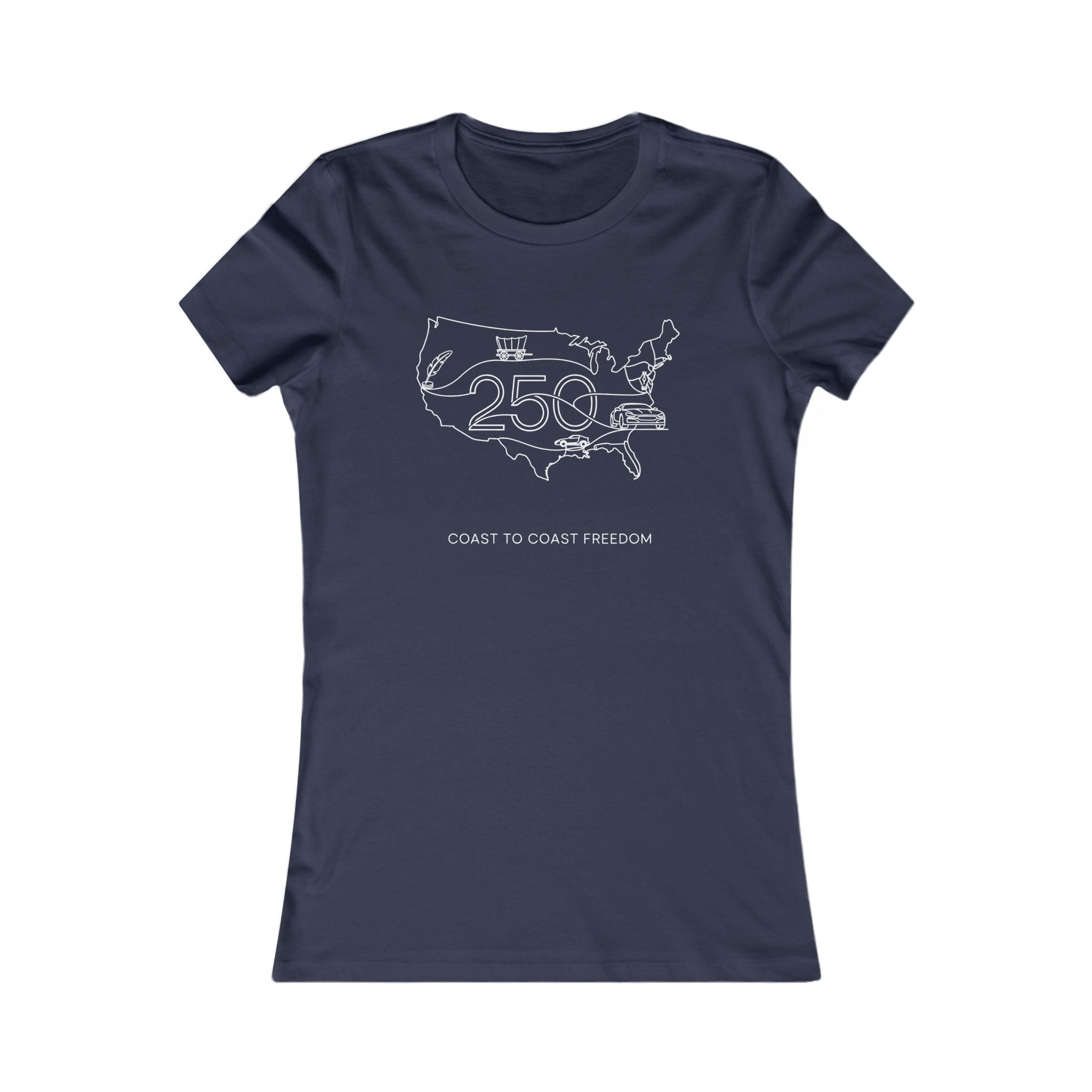 Women's Tee — "Coast to Coast Freedom" USA Outline
