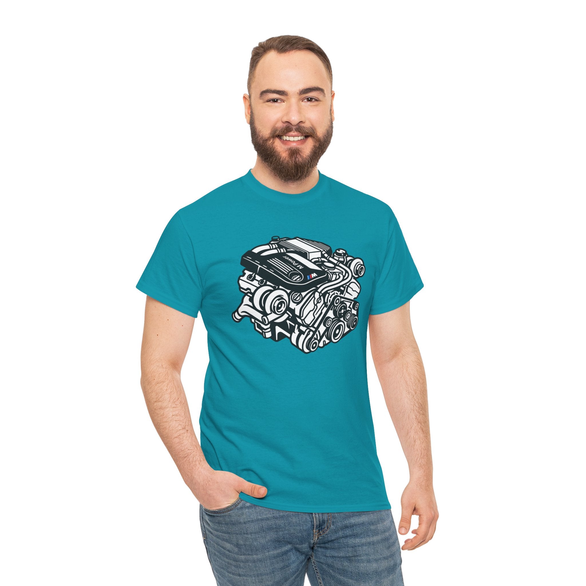Unisex Heavy Cotton Tee — Engine Illustration (S58)