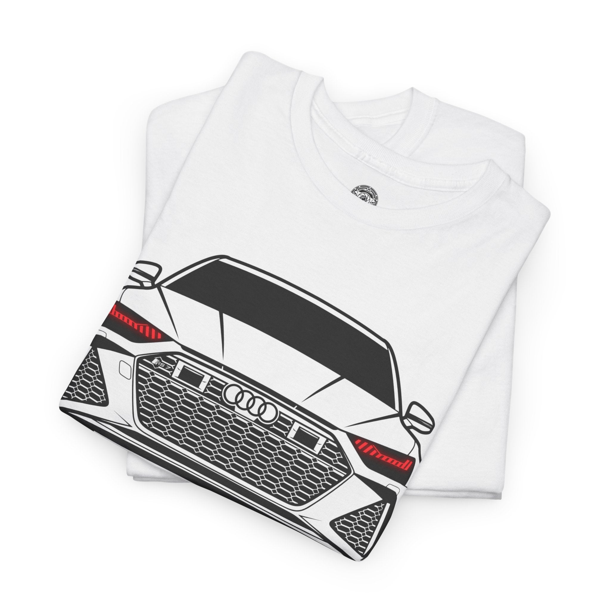Unisex Heavy Cotton Tee — Illuminated Matrix Headlights (Red)