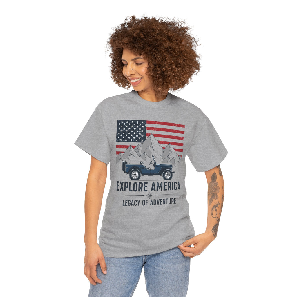 Unisex Heavy Cotton Tee — Explore America: Legacy of Adventure
