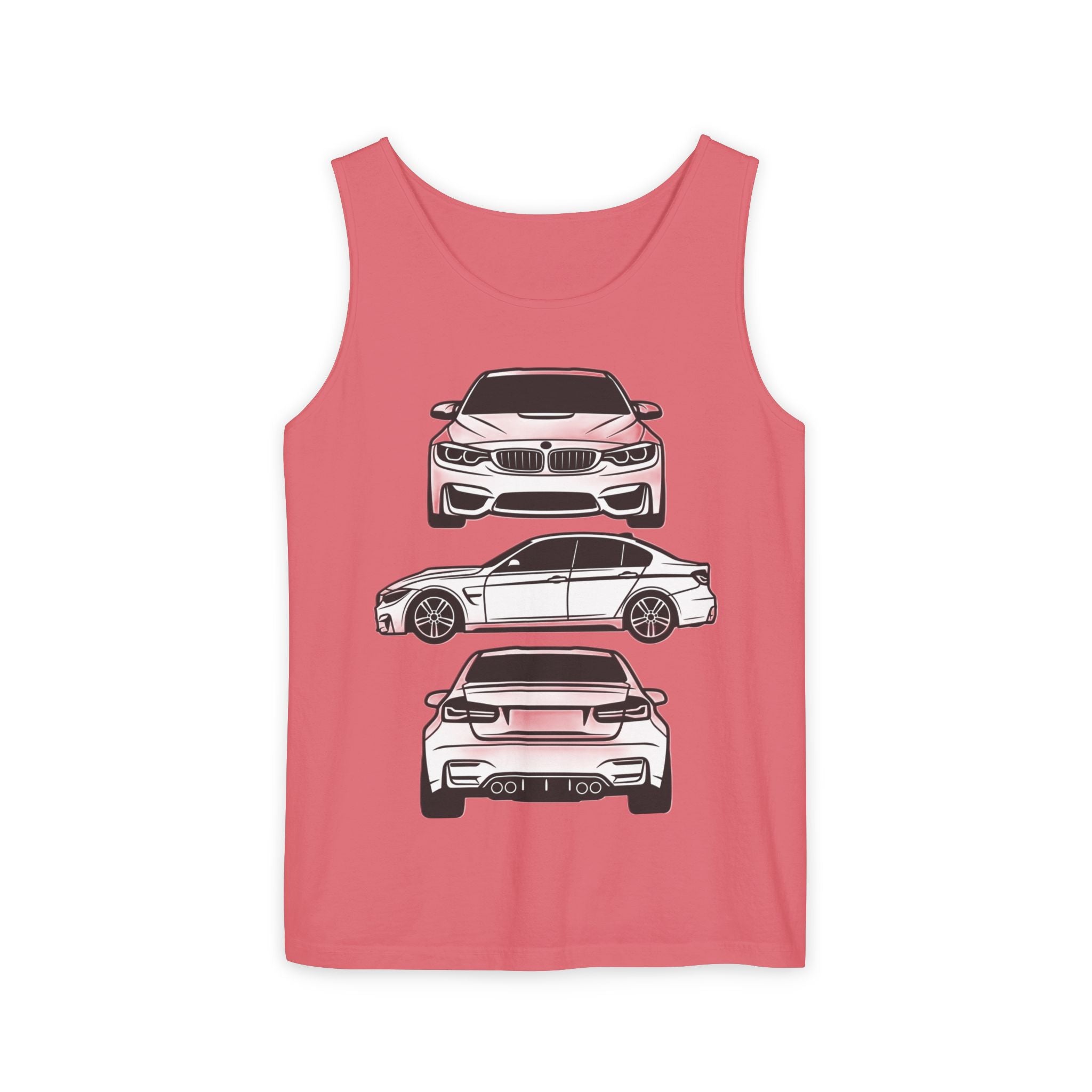 Unisex Garment-Dyed Tank Top — F80 Triple-Perspective