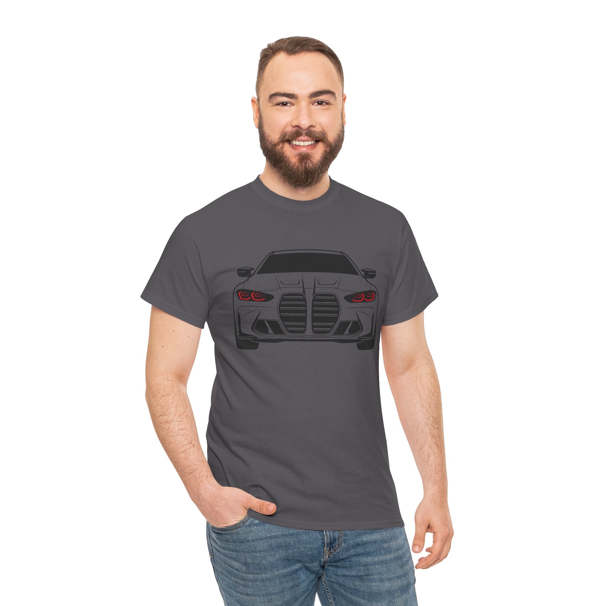 Unisex Heavy Cotton Tee — G80 Illuminated Headlights (Red)