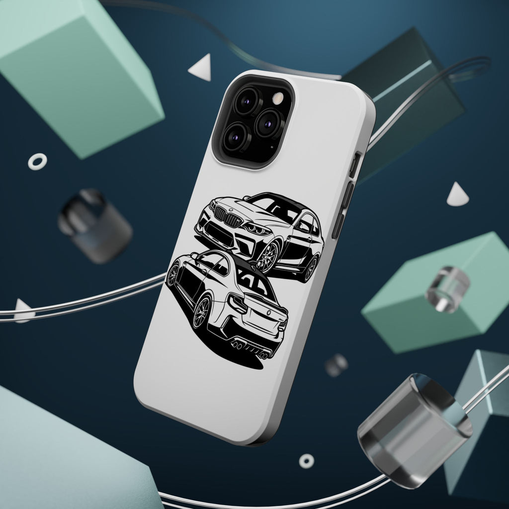 Magnetic Impact-Resistant Phone Case — Black/White Sports Coupe