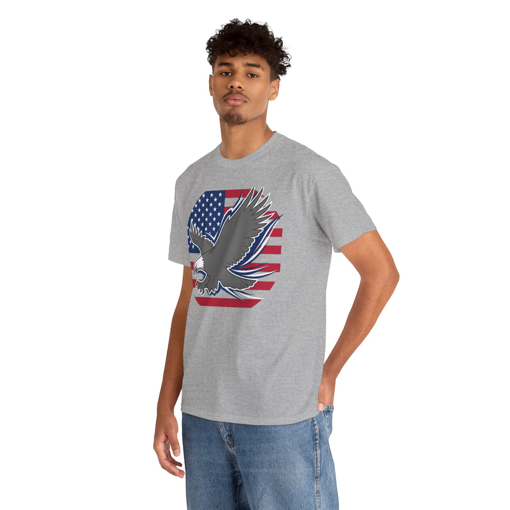 Unisex Heavy Cotton Tee — American Flag Bald Eagle
