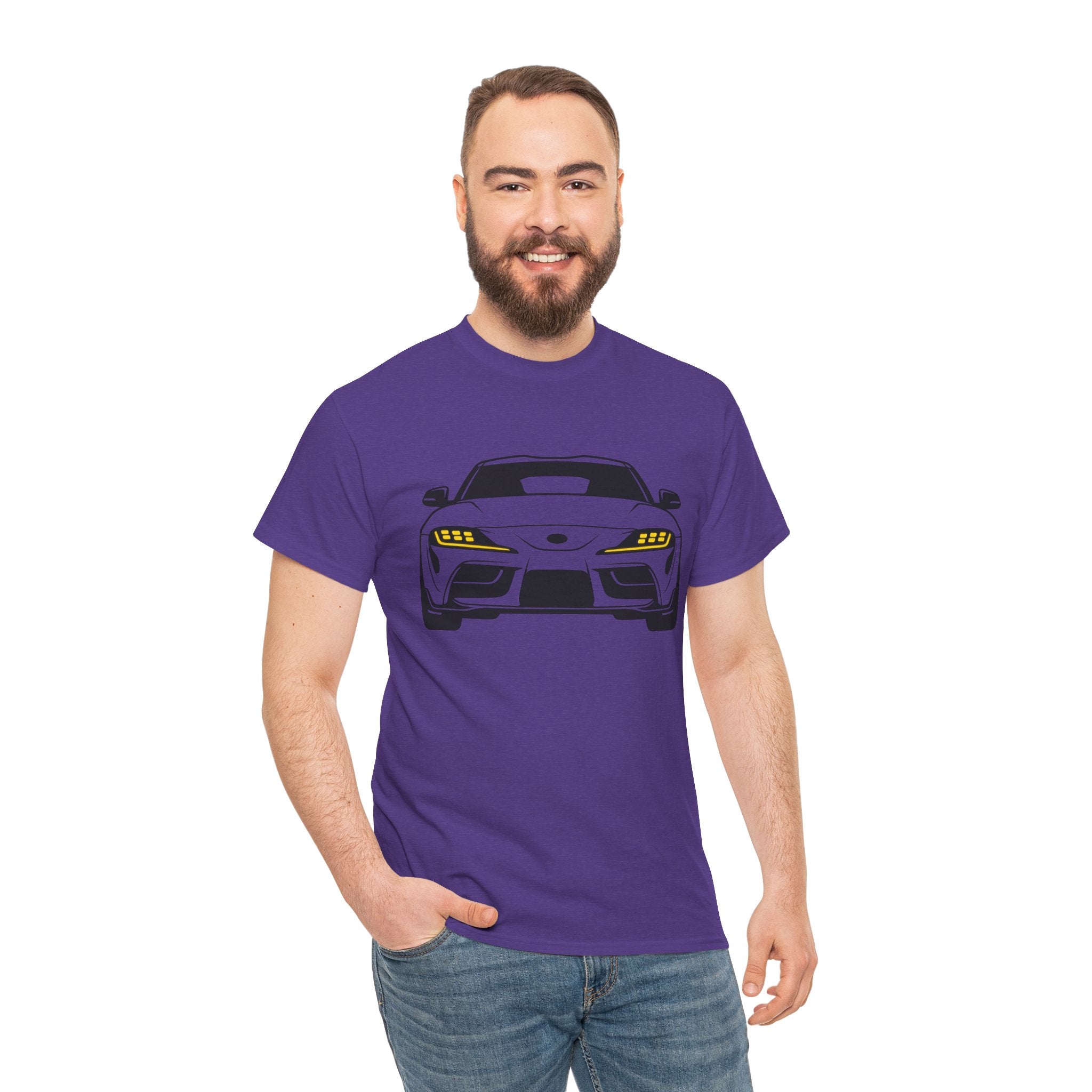 Unisex Heavy Cotton Tee — A90 Illuminated Headlights (Yellow)