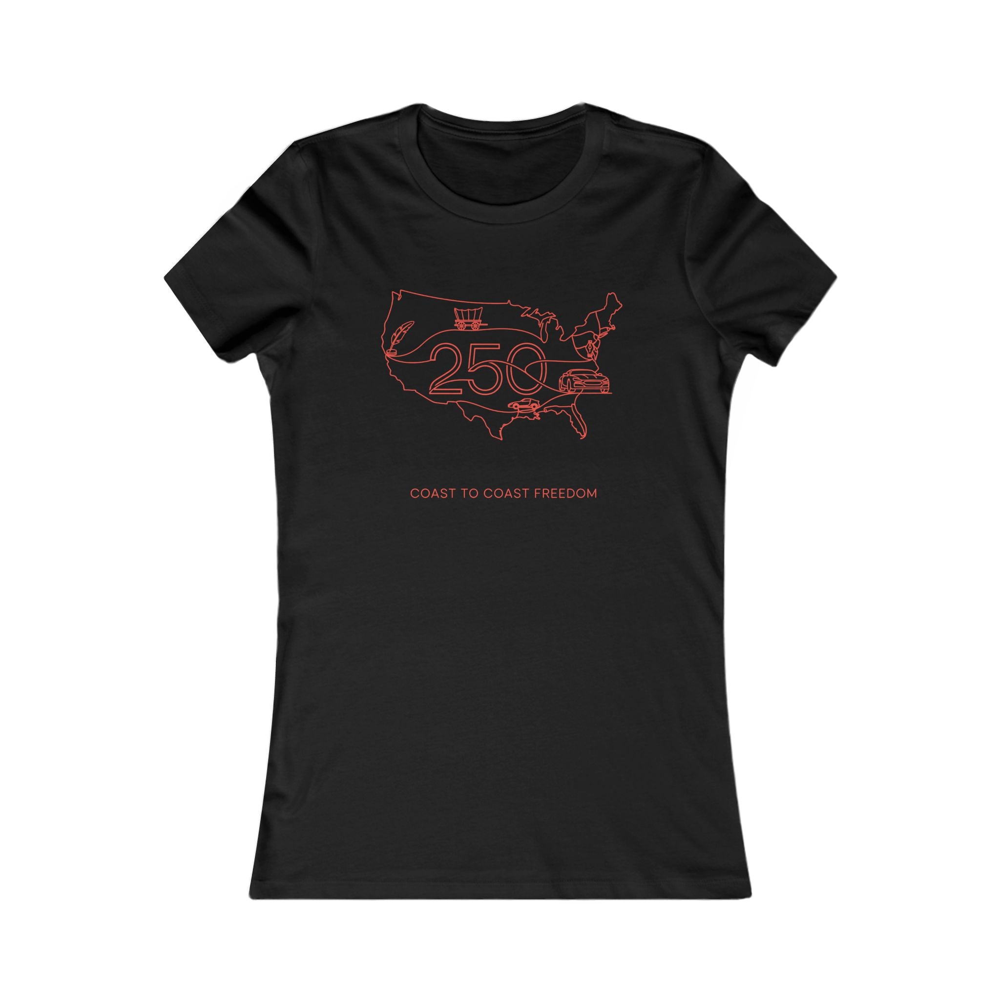 Women's Tee — "Coast to Coast Freedom" USA Outline