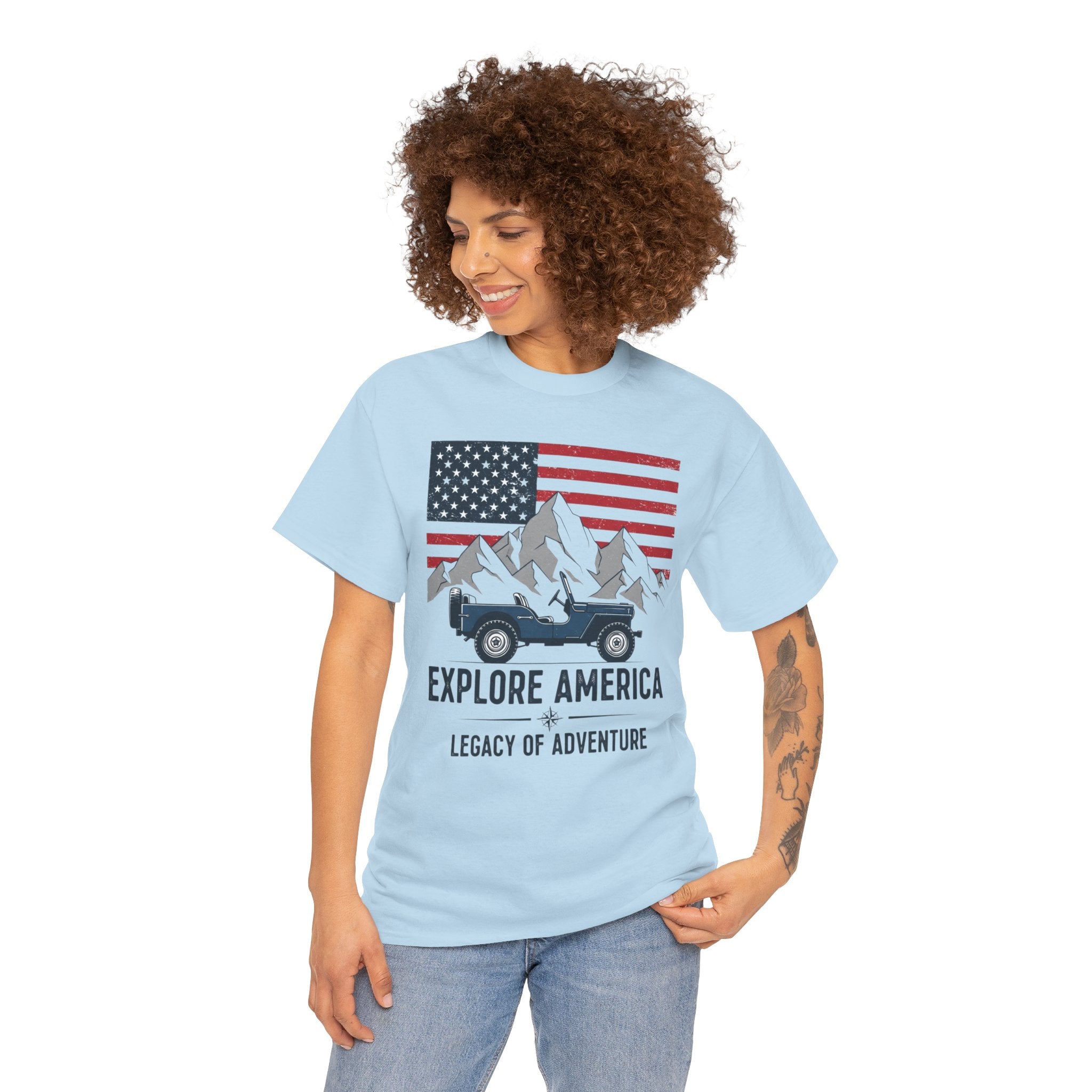 Unisex Heavy Cotton Tee — Explore America: Legacy of Adventure