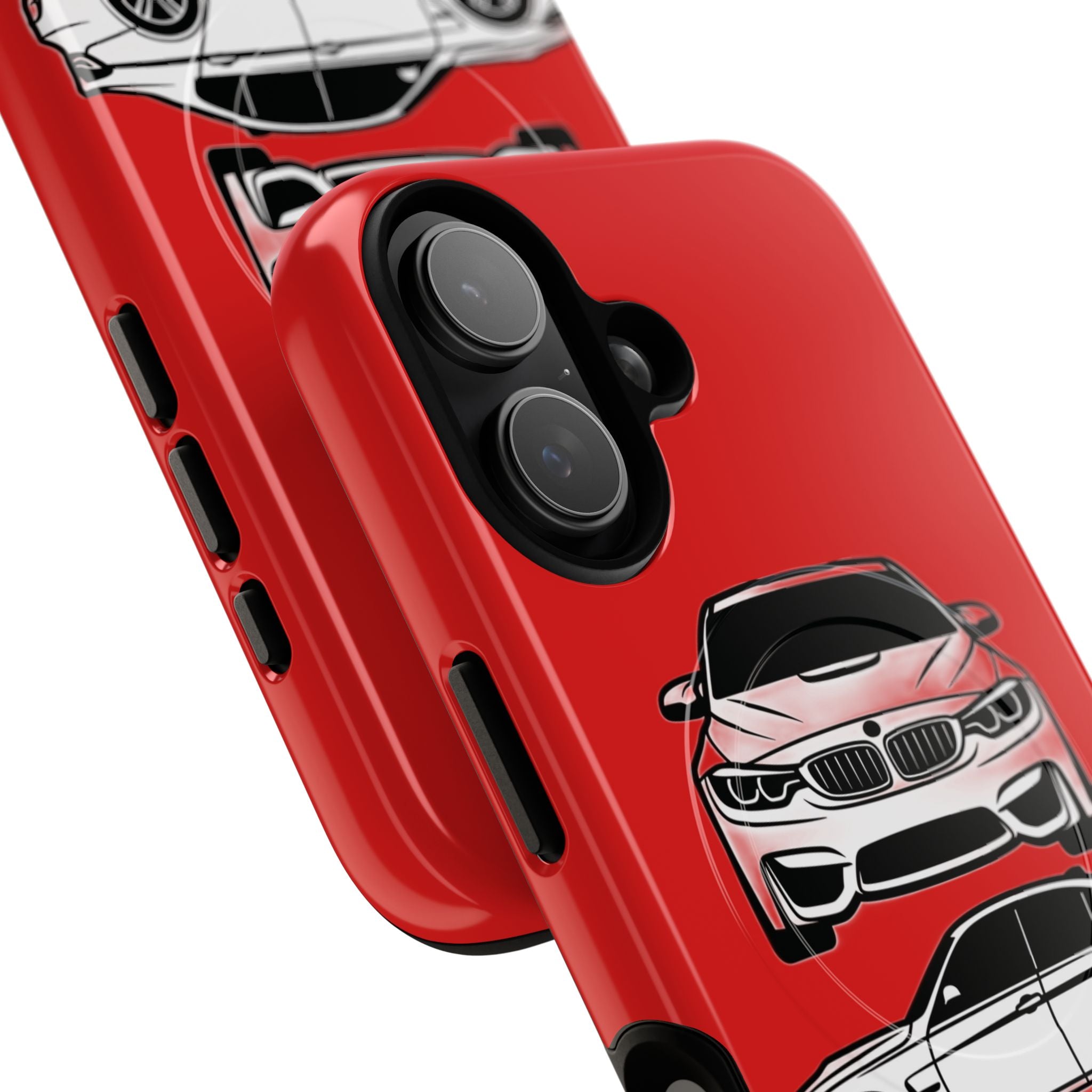 Tough Magnetic Phone Case — Red/White 3 Angle Sports Sedan