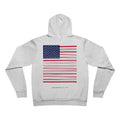 Unisex Sponge Fleece Pullover Hoodie — Minimal 'USA' Chest + Distressed Flag Back