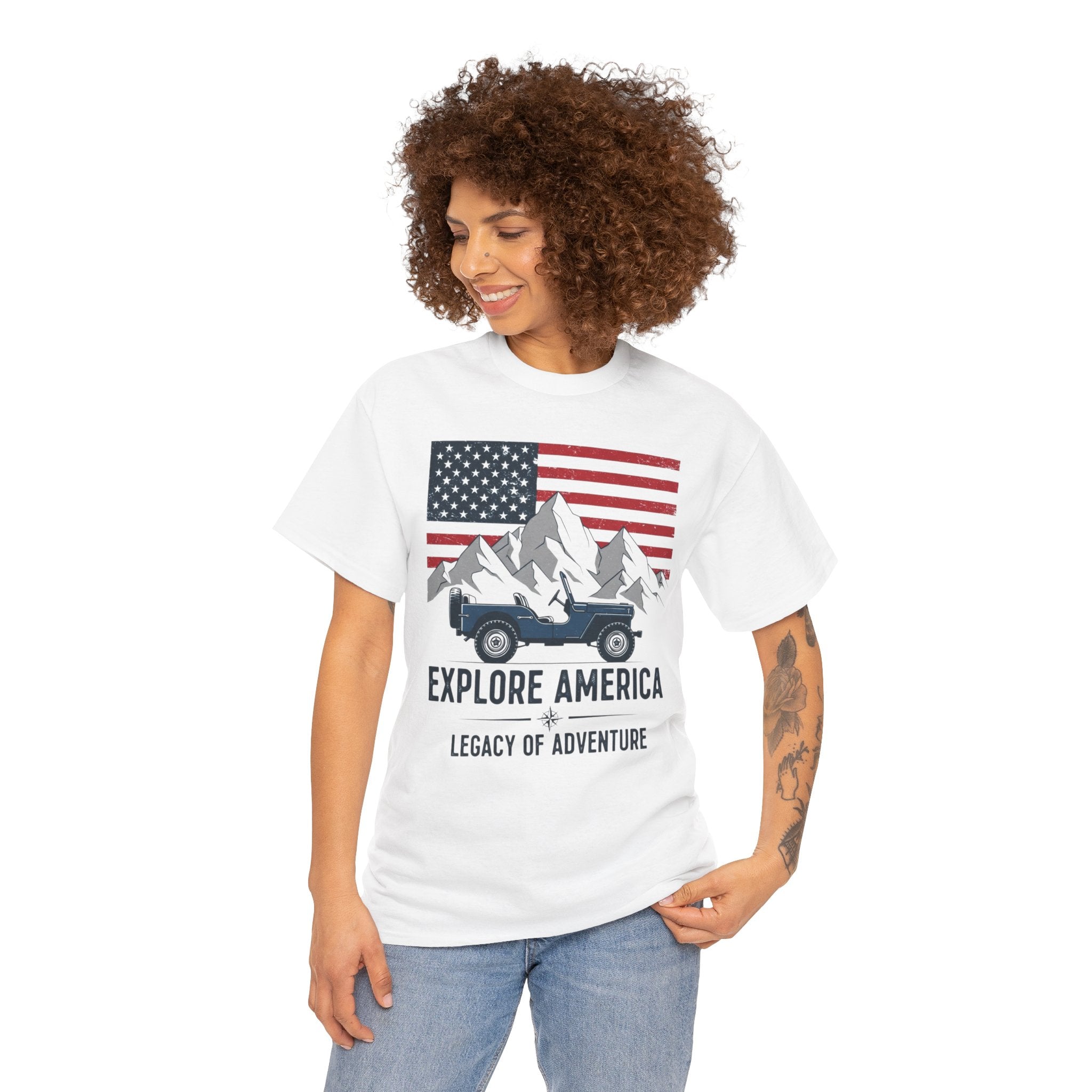 Unisex Heavy Cotton Tee — Explore America: Legacy of Adventure