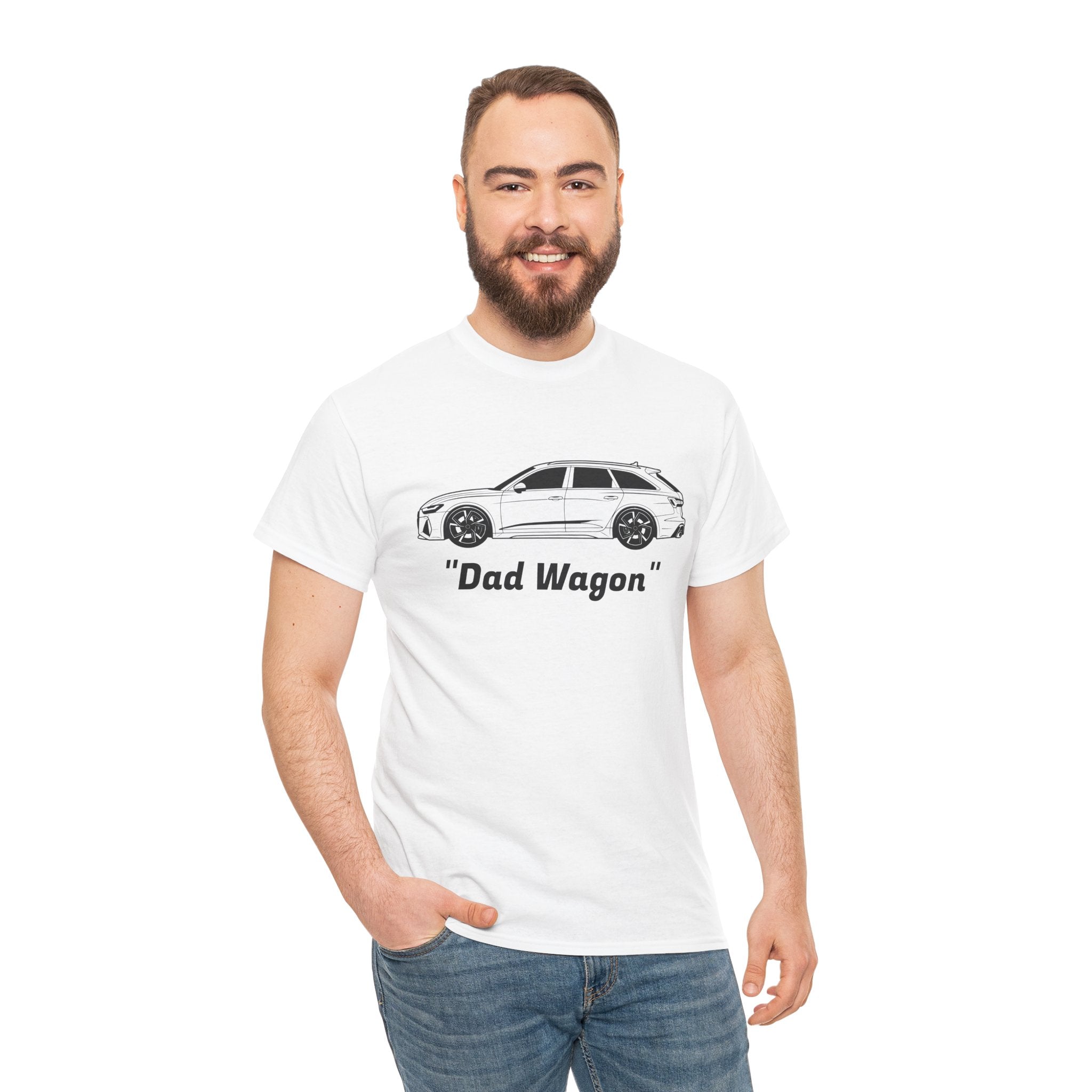 Unisex Heavy Cotton Tee — Twin-Turbo V8 "Dad Wagon"