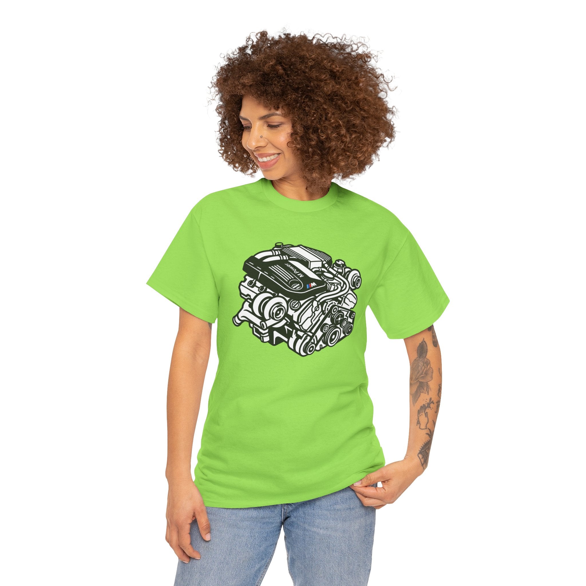 Unisex Heavy Cotton Tee — Engine Illustration (S58)