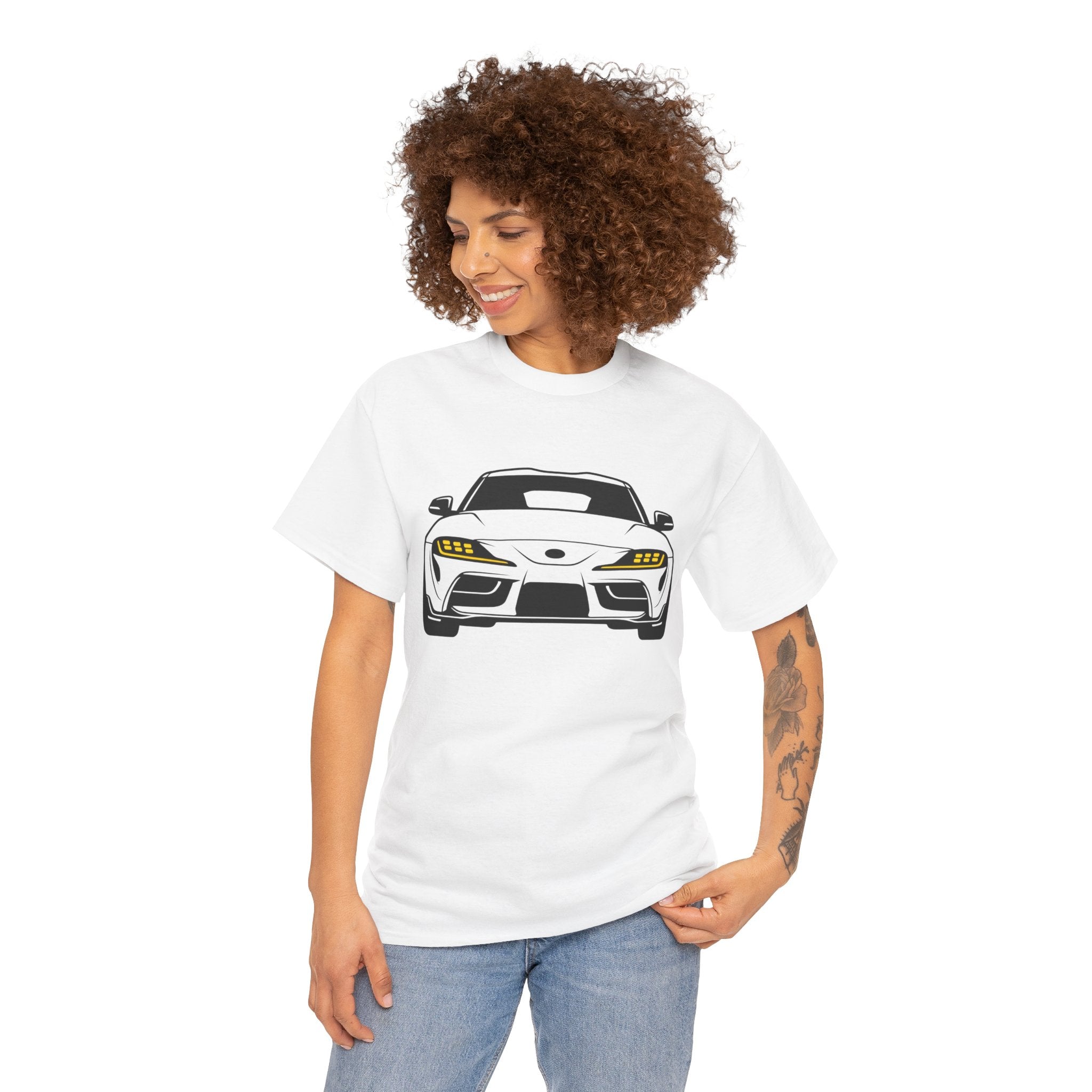 Unisex Heavy Cotton Tee — A90 Illuminated Headlights (Yellow)