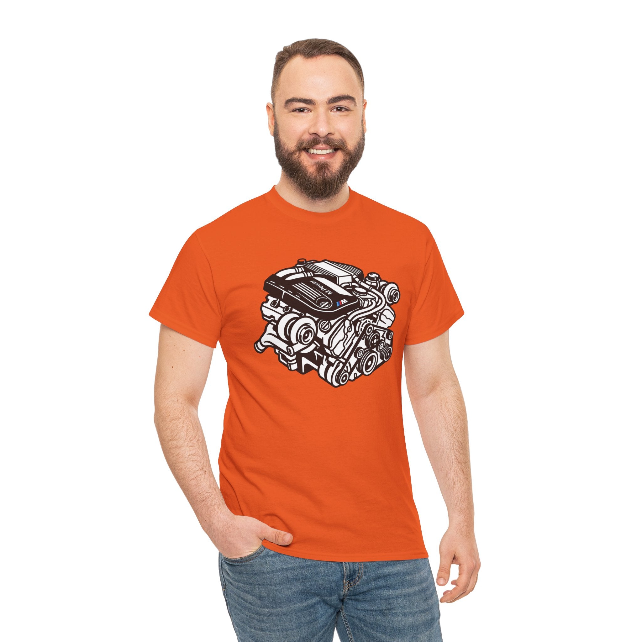 Unisex Heavy Cotton Tee — Engine Illustration (S58)