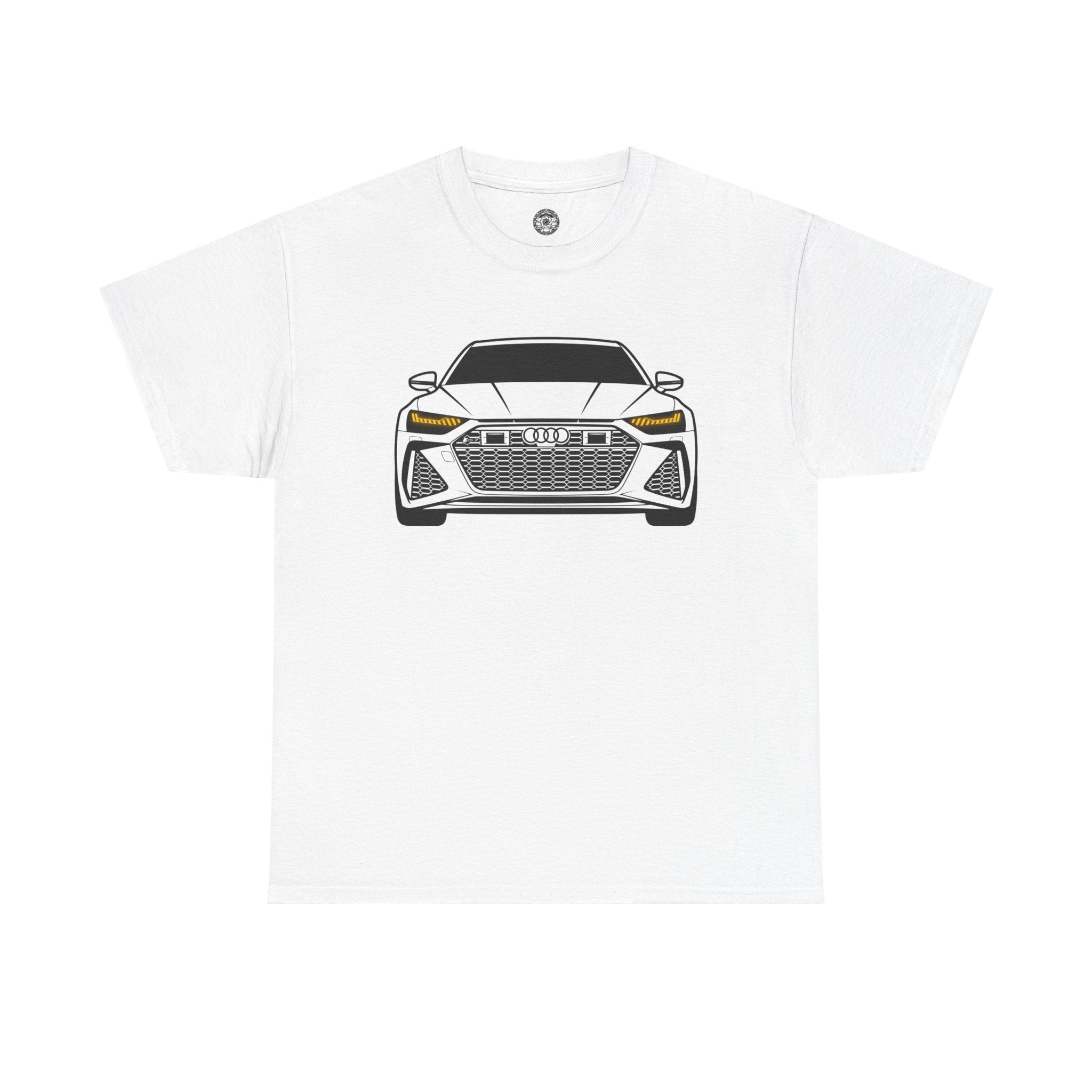 Unisex Heavy Cotton Tee — Illuminated Matrix Headlights (Yellow)