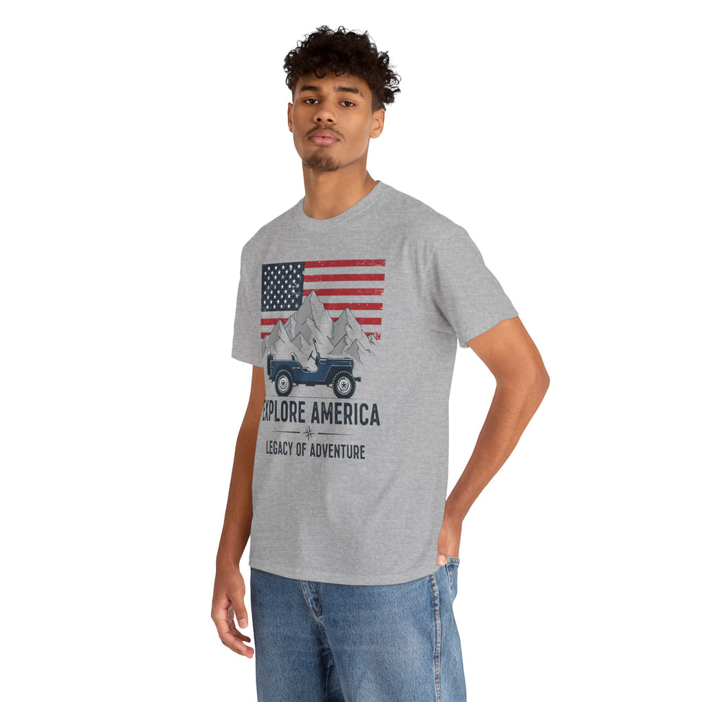 Unisex Heavy Cotton Tee — Explore America: Legacy of Adventure