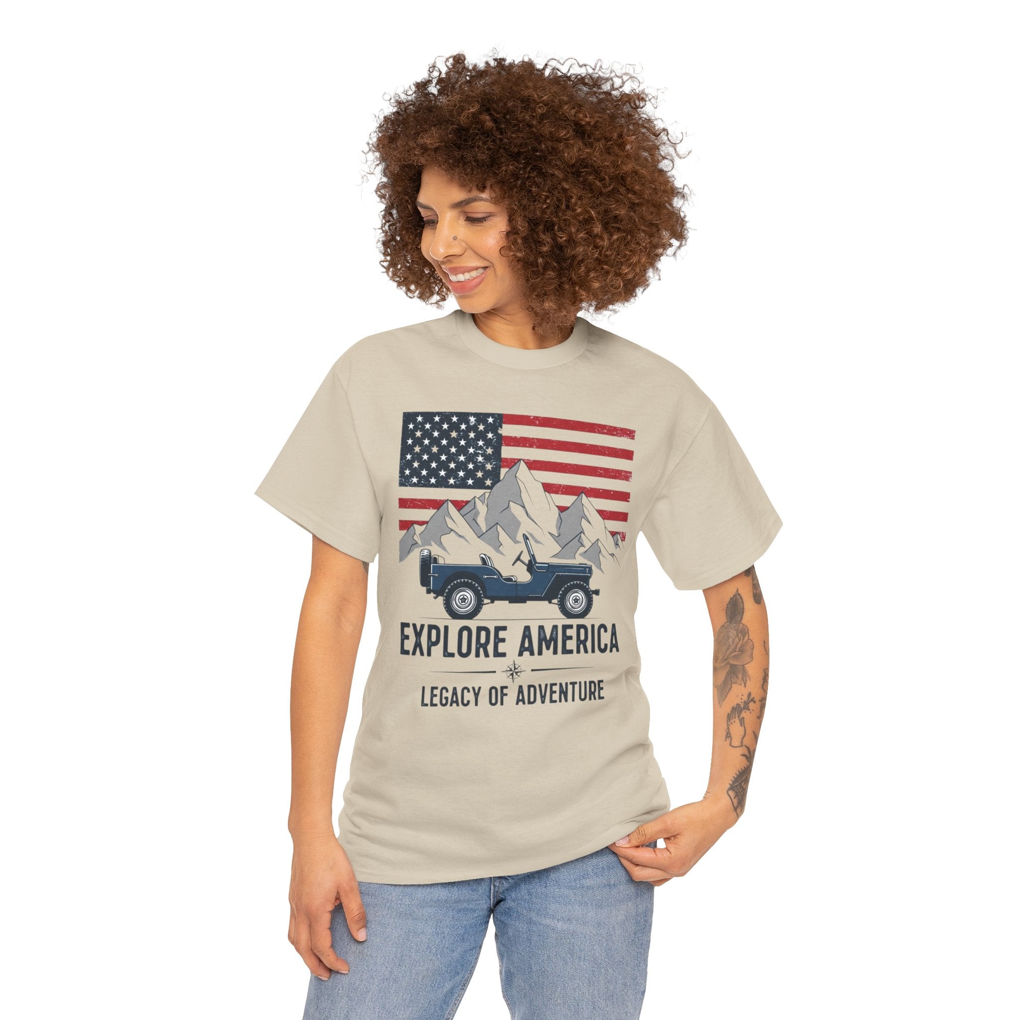 Unisex Heavy Cotton Tee — Explore America: Legacy of Adventure