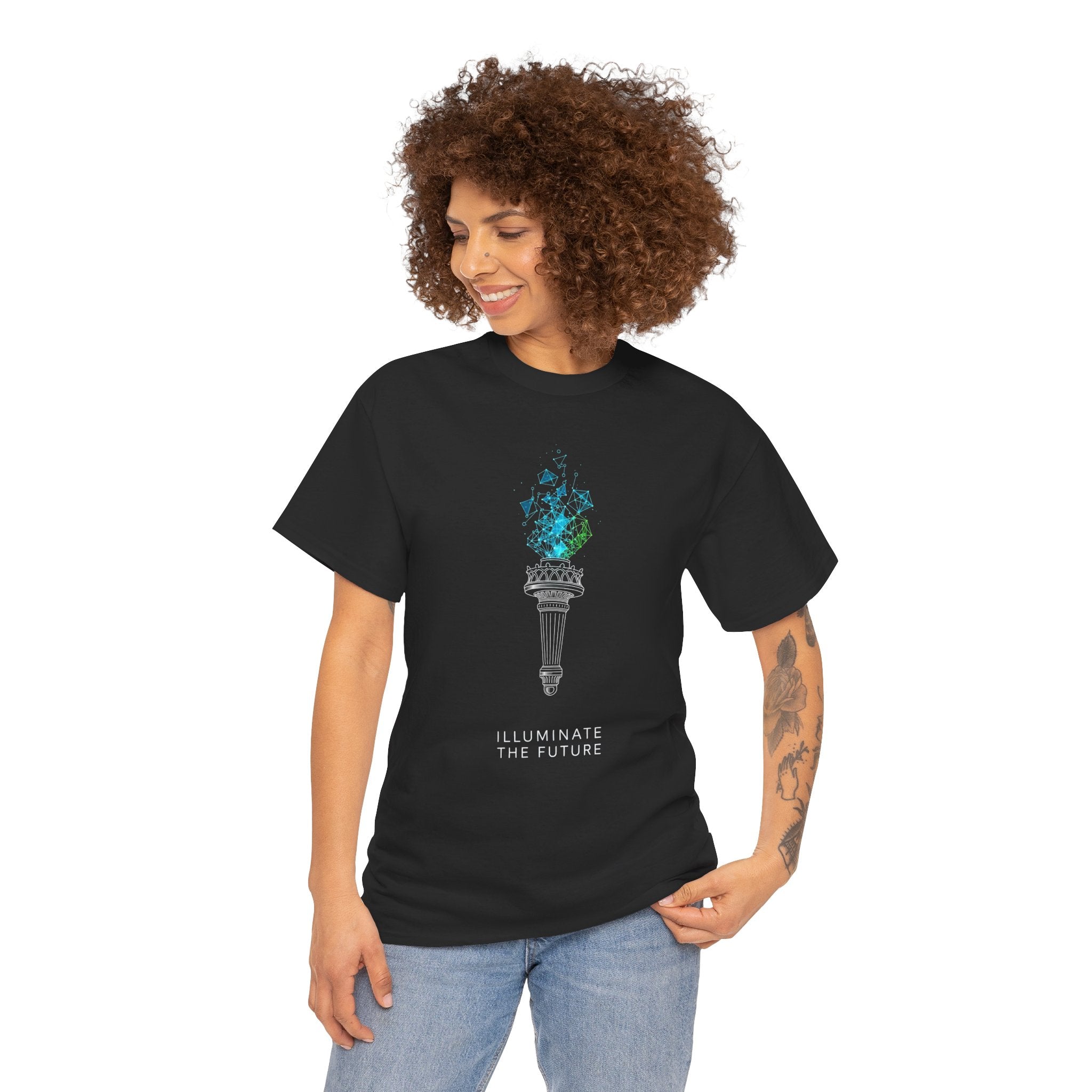 Unisex Heavy Cotton Tee — Illuminate the Future Torch