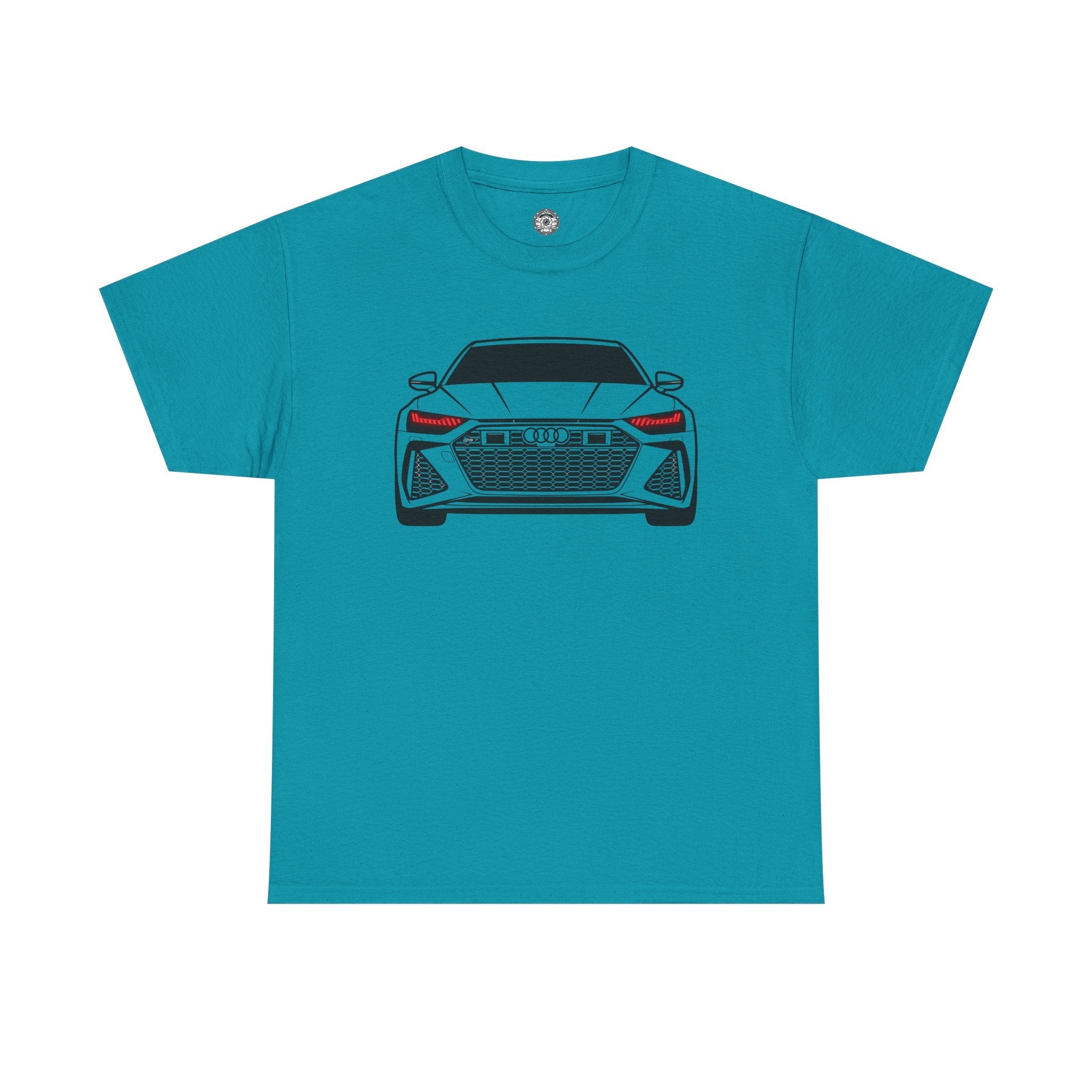Unisex Heavy Cotton Tee — Illuminated Matrix Headlights (Red)