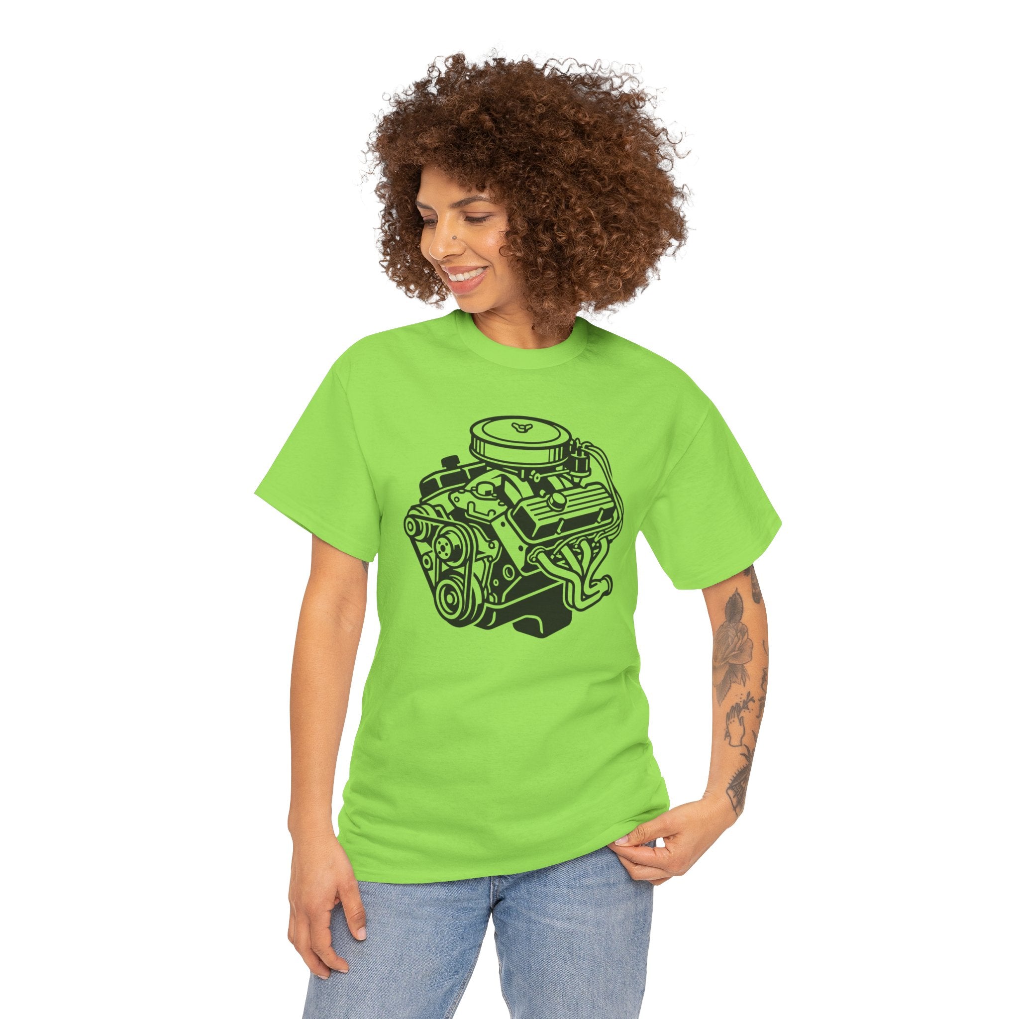 Unisex Heavy Cotton Tee — Engine Illustration (Big Block)