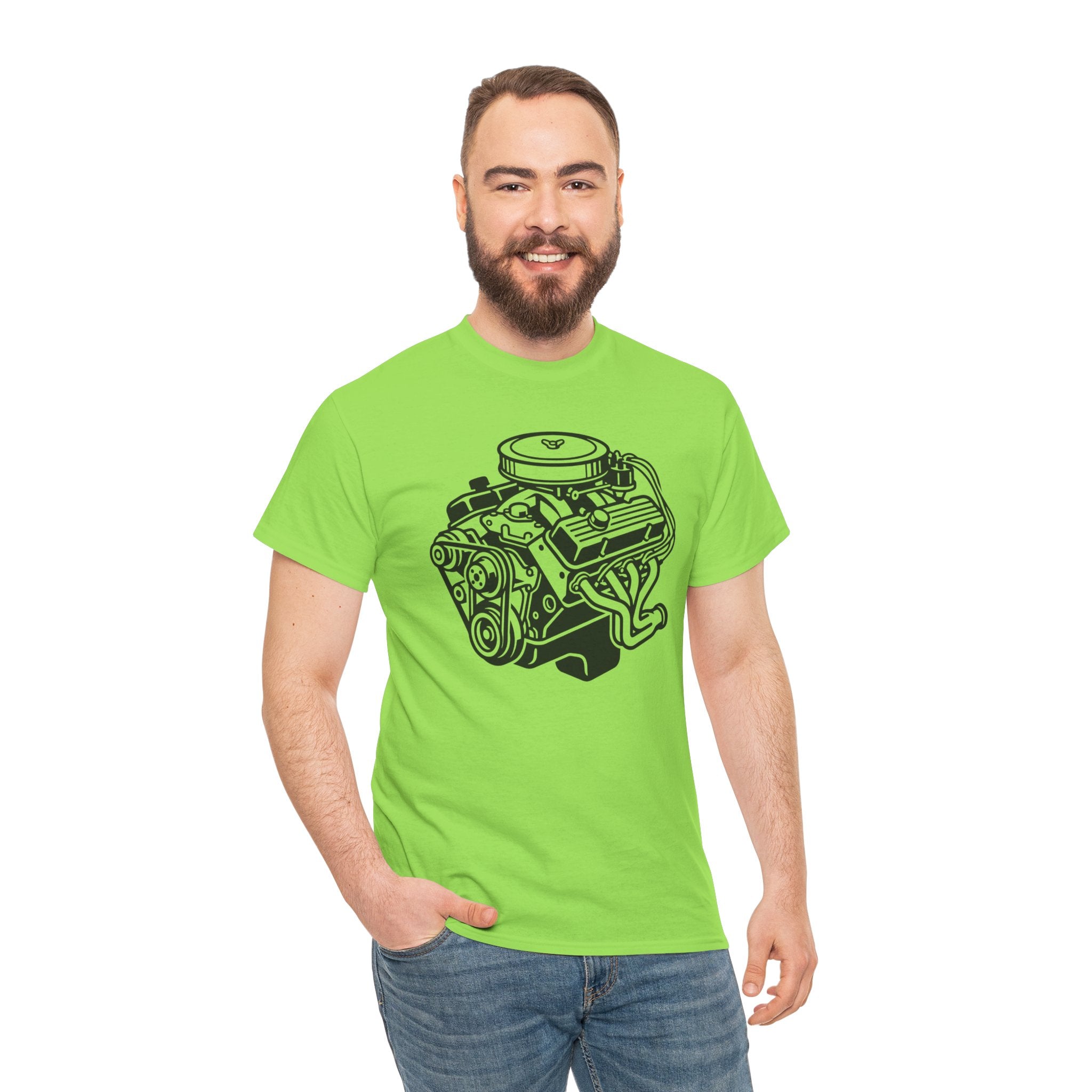 Unisex Heavy Cotton Tee — Engine Illustration (Big Block)