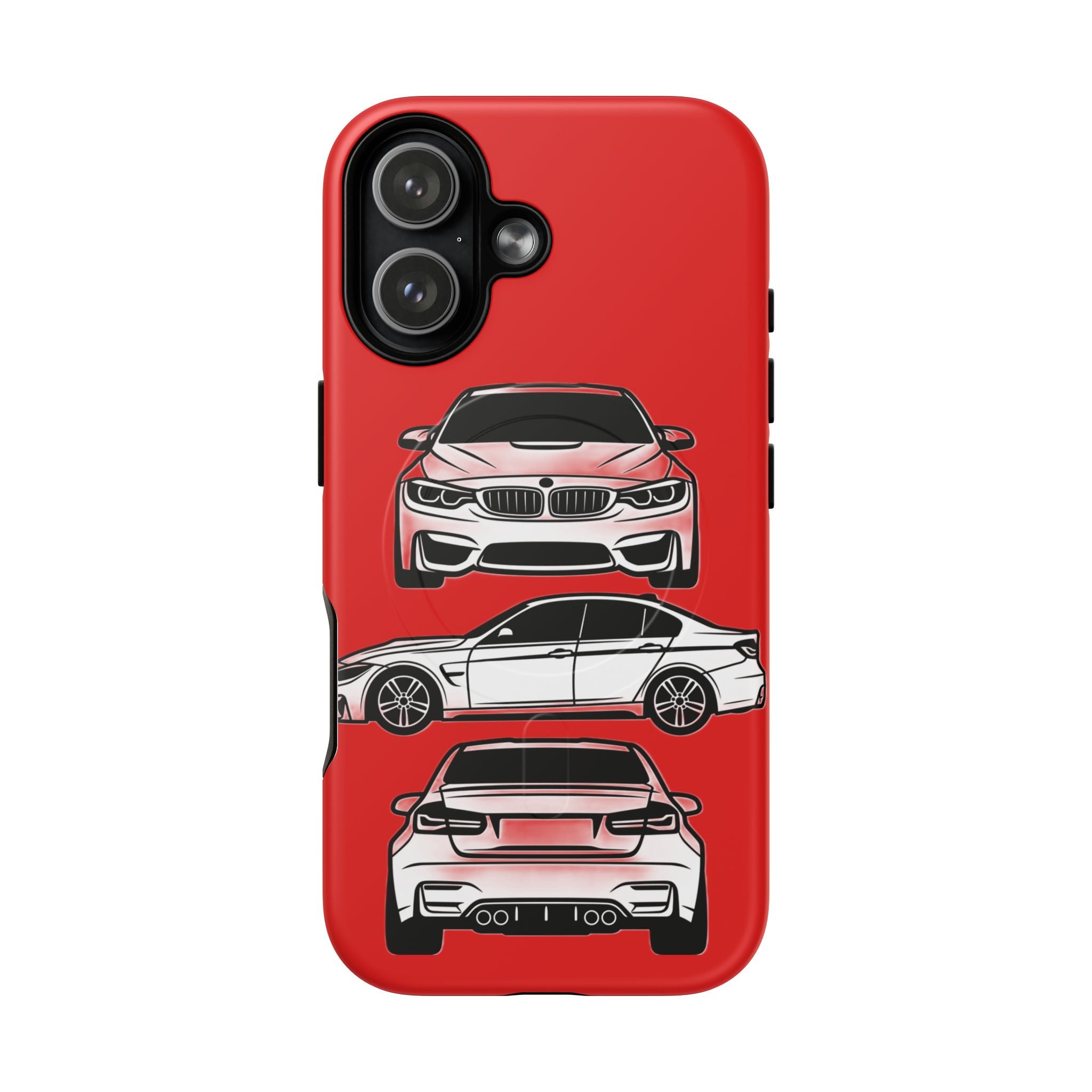 Tough Magnetic Phone Case — Red/White 3 Angle Sports Sedan