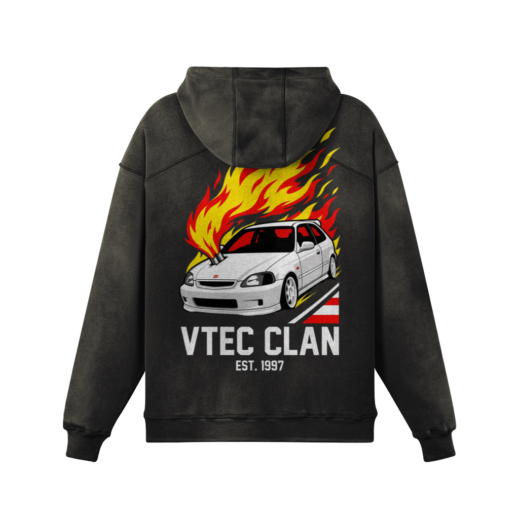Super Heavyweight Sun Faded Hoodie - Retro 'VTEC Clan'