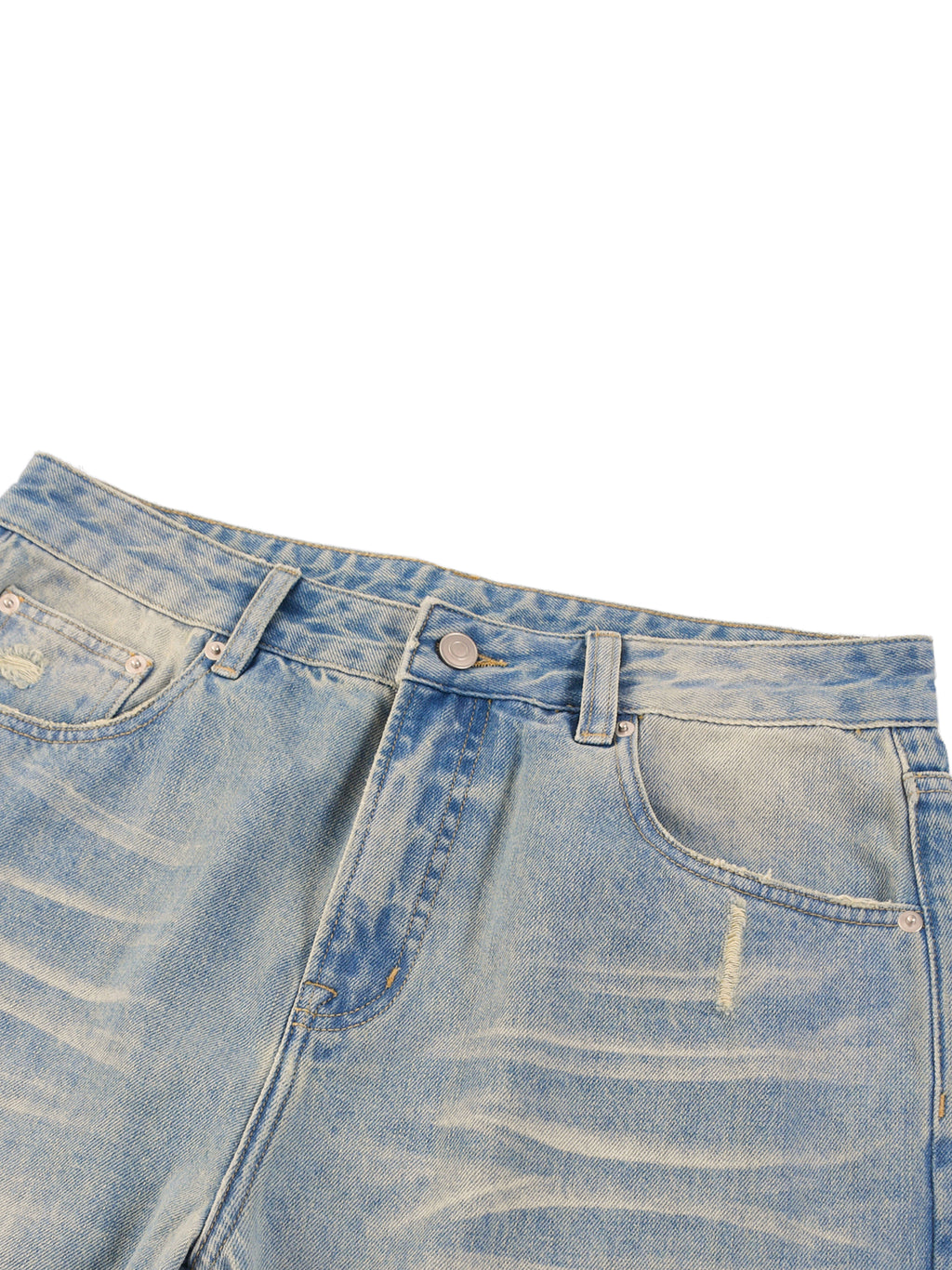 Sun-Fade Raw Hem Denim Jeans - Kenmeri